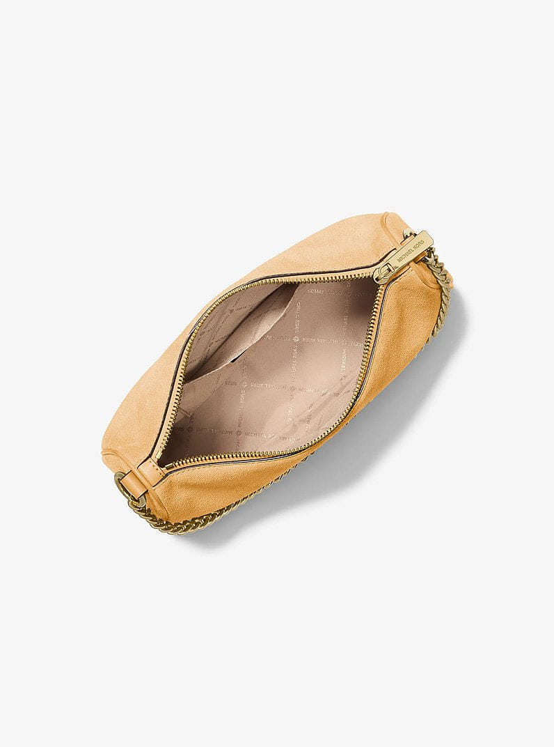 Michael Kors Carmela Medium Suede Convertible Crossbody Bag Honeywheat