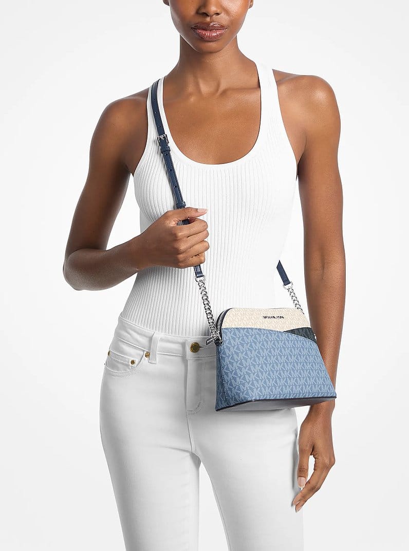 Michael Kors Jet Set Travel Color - Block Signature Logo Crossbody Bag Denim Multi