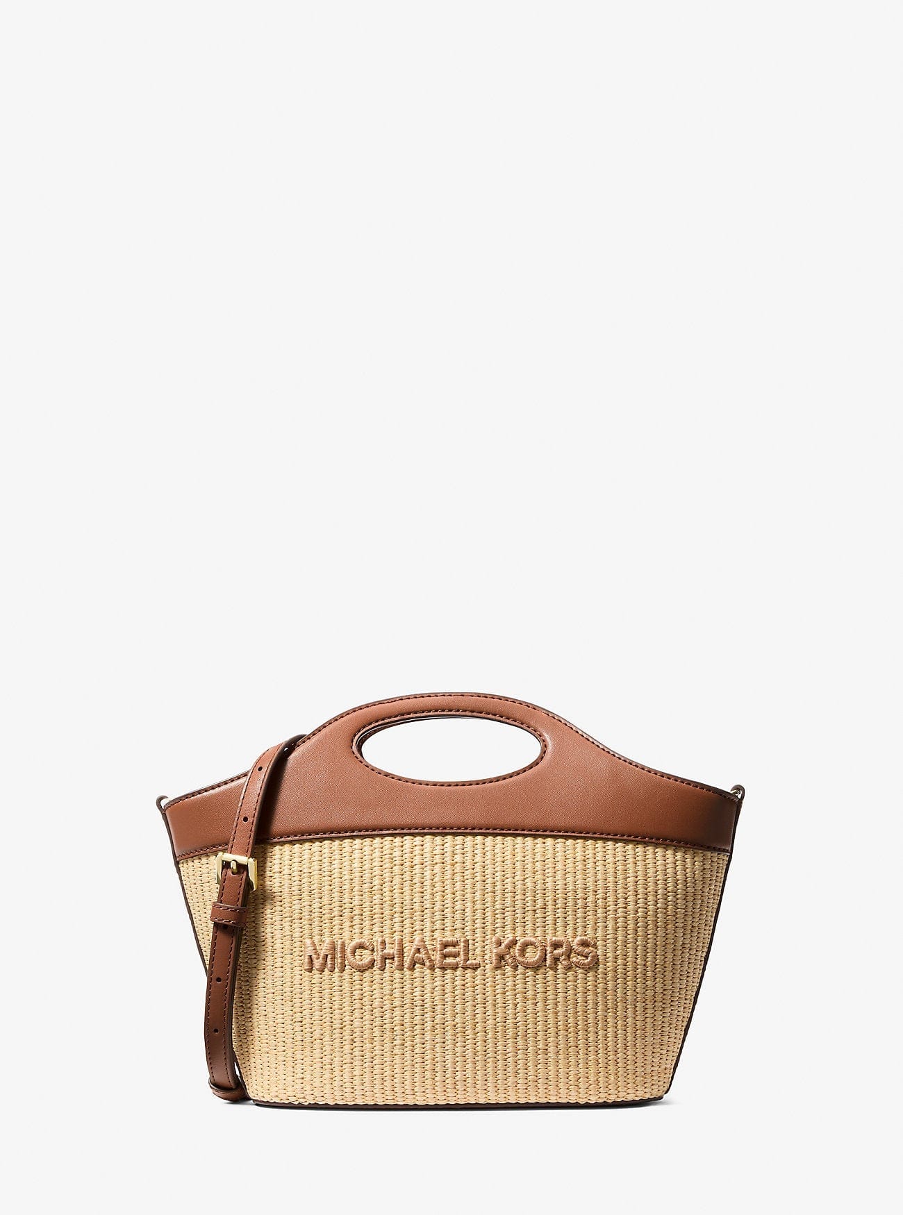Michael Kors Tatum Medium Woven Convertible Crossbody Bag Luggage
