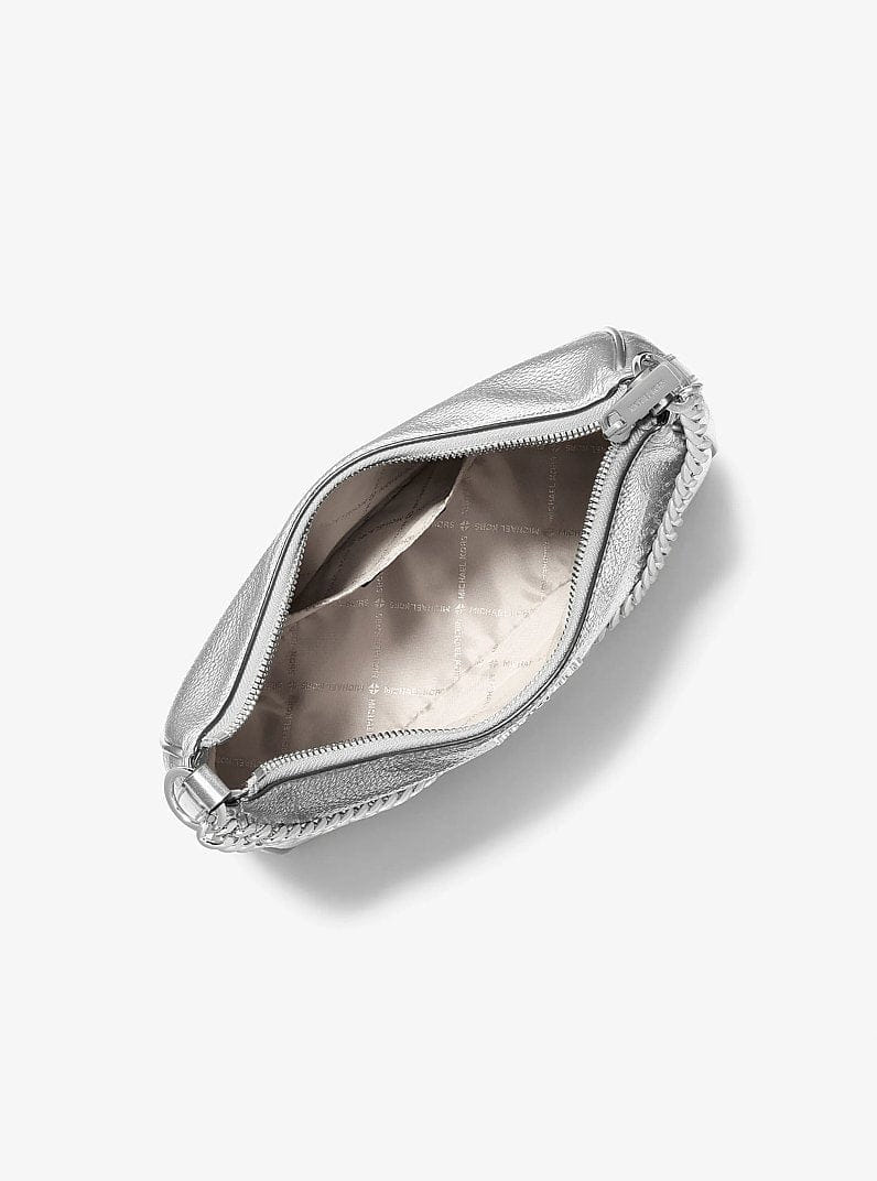 Michael Kors Jet Set Travel Large Metallic Convertible Crossbody Bag Silver