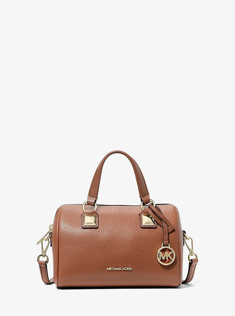 Michael Kors Grayson Small Pebbled Leather Duffel Crossbody Bag Luggage