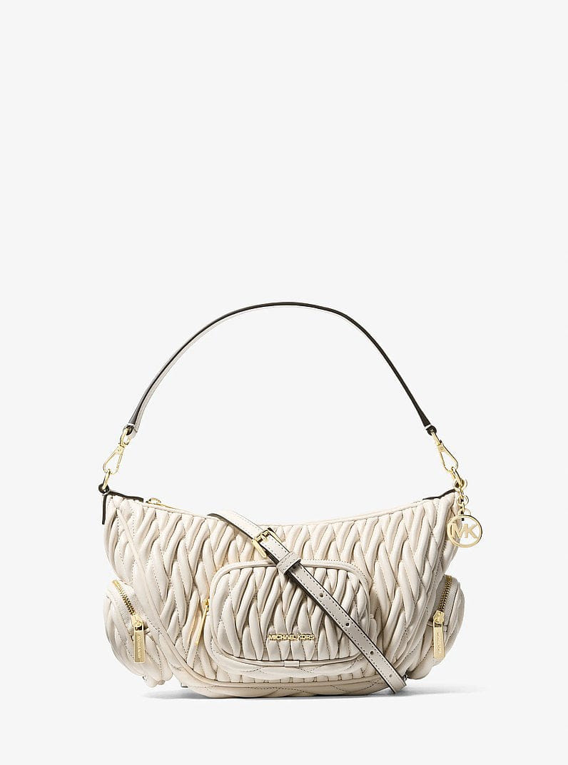 Michael Kors Merritt Matelasse Convertible Crossbody Bag Lt Cream