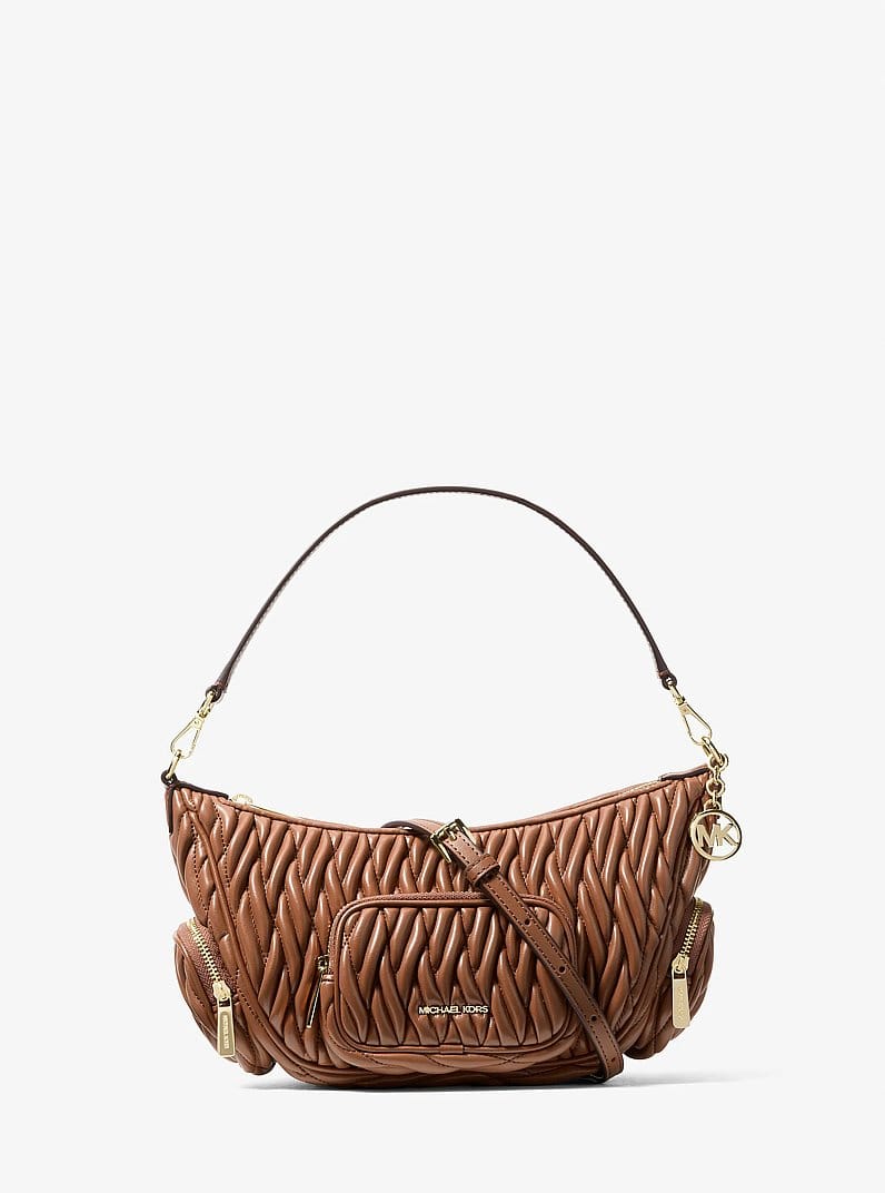 Michael Kors Merritt Matelasse Convertible Crossbody Bag Luggage