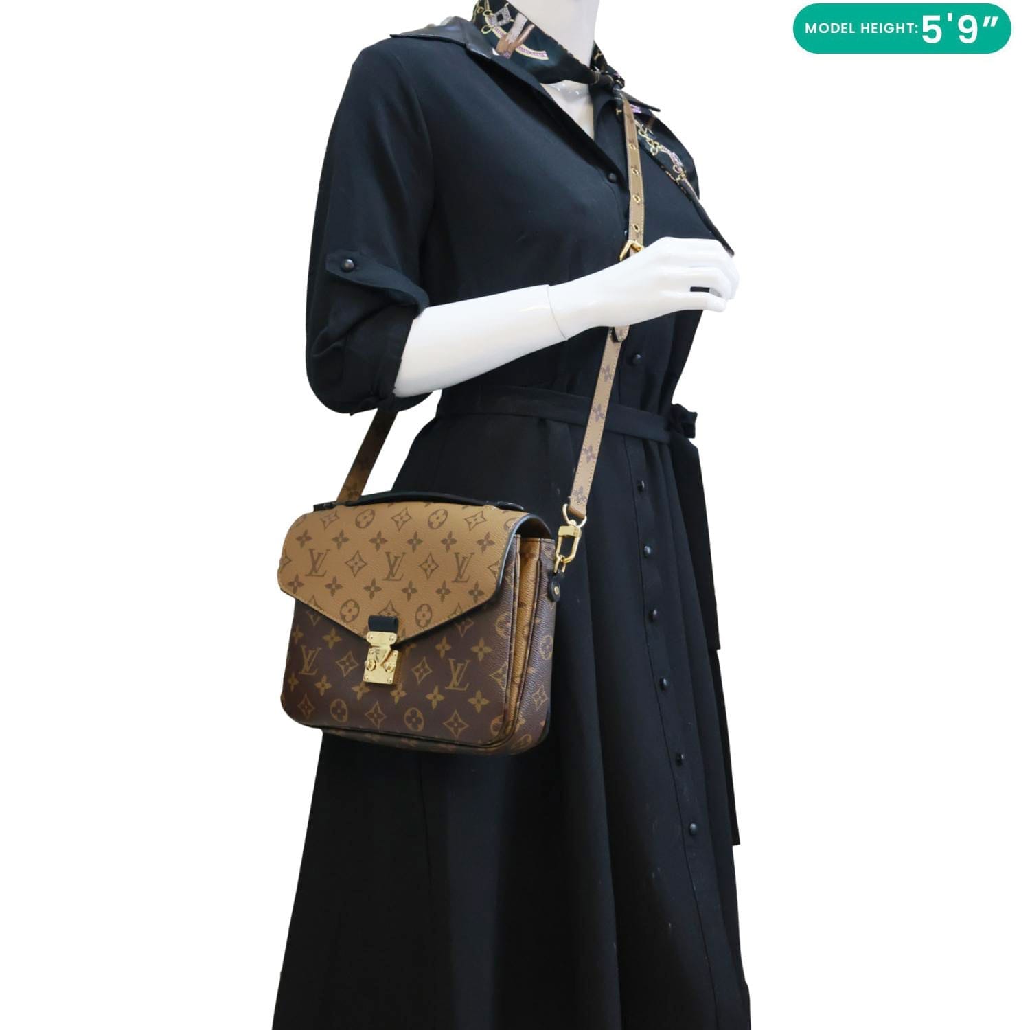 LOUIS VUITTON Metis Pochette Reverse Monogram Canvas Crossbody Bag Brown
