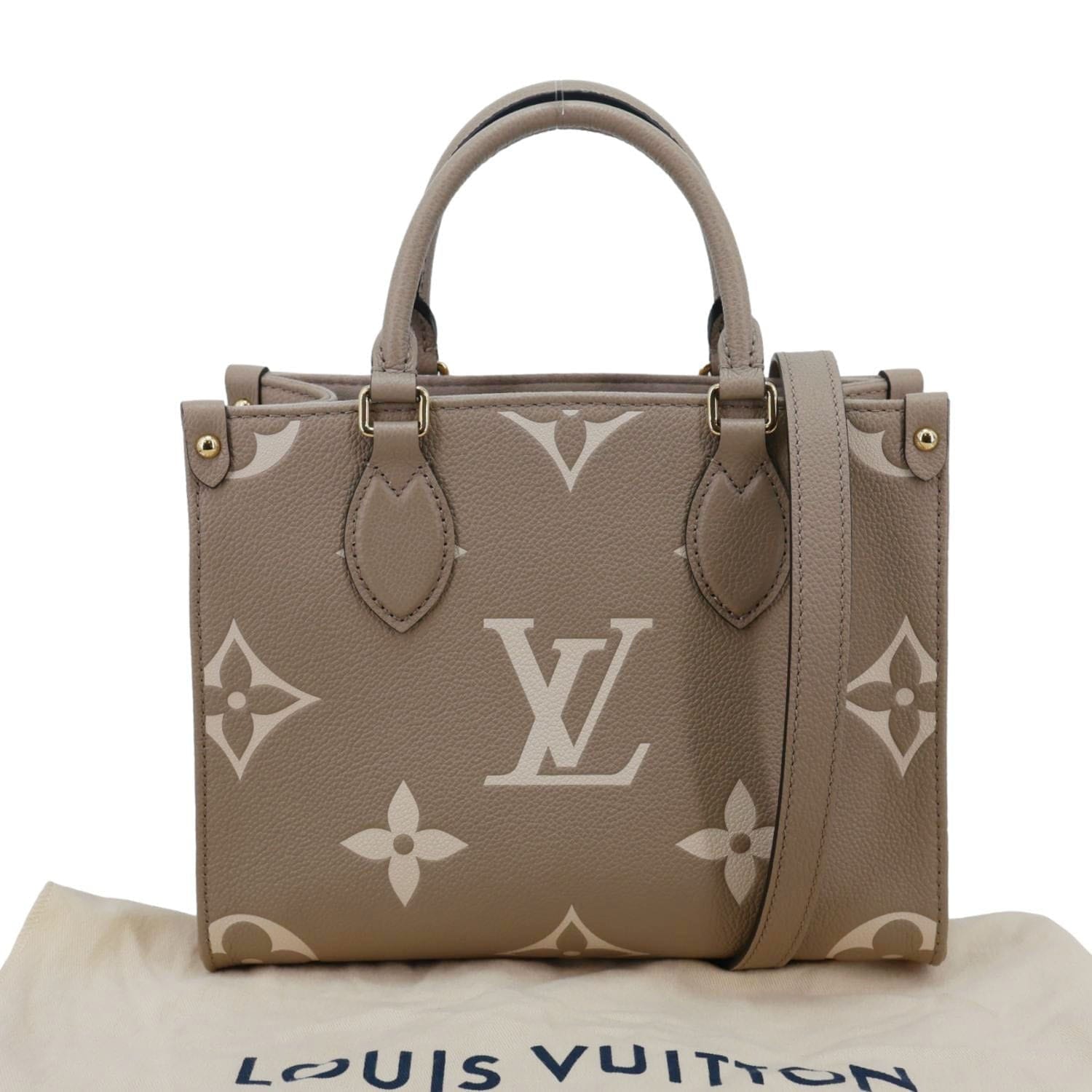 LOUIS VUITTON Onthego PM Bicolor Monogram Empreinte Crossbody Bag Cream