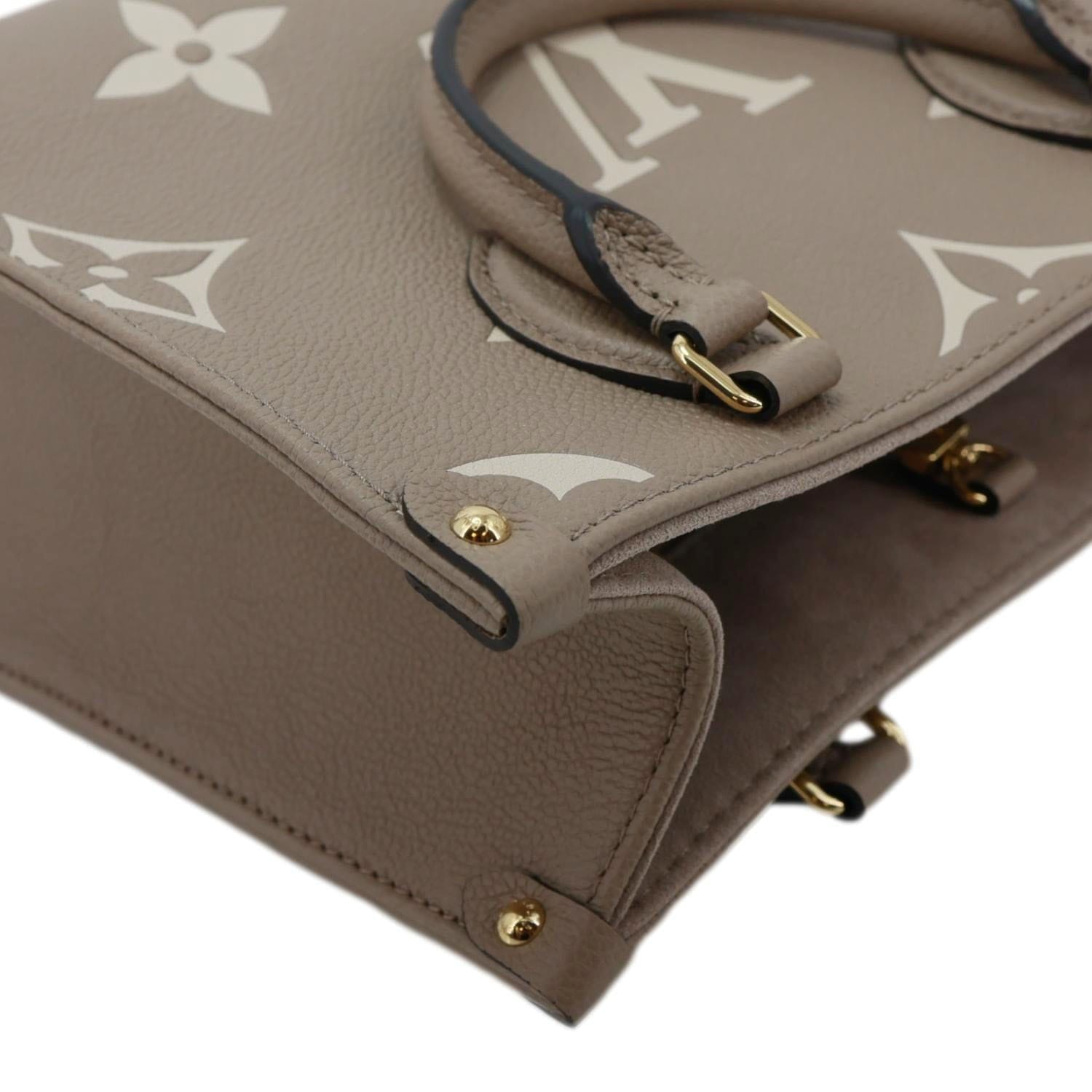 LOUIS VUITTON Onthego PM Bicolor Monogram Empreinte Crossbody Bag Cream