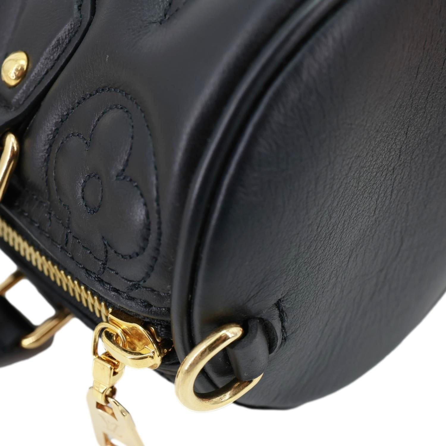 LOUIS VUITTON Papillon BB Calfskin Bubblegram Leather Crossbody Bag Black