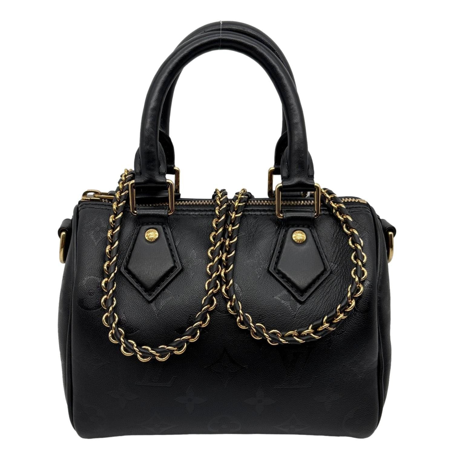 LOUIS VUITTON Speedy BB Monogram Ink Lambskin Leather Satchel Crossbody Bag Black