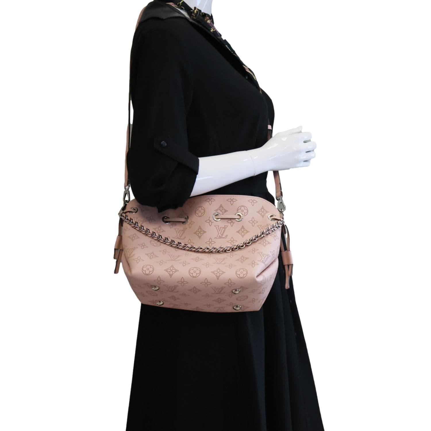 LOUIS VUITTON Bella Bucket Mahina Leather Crossbody Bag Magnolia