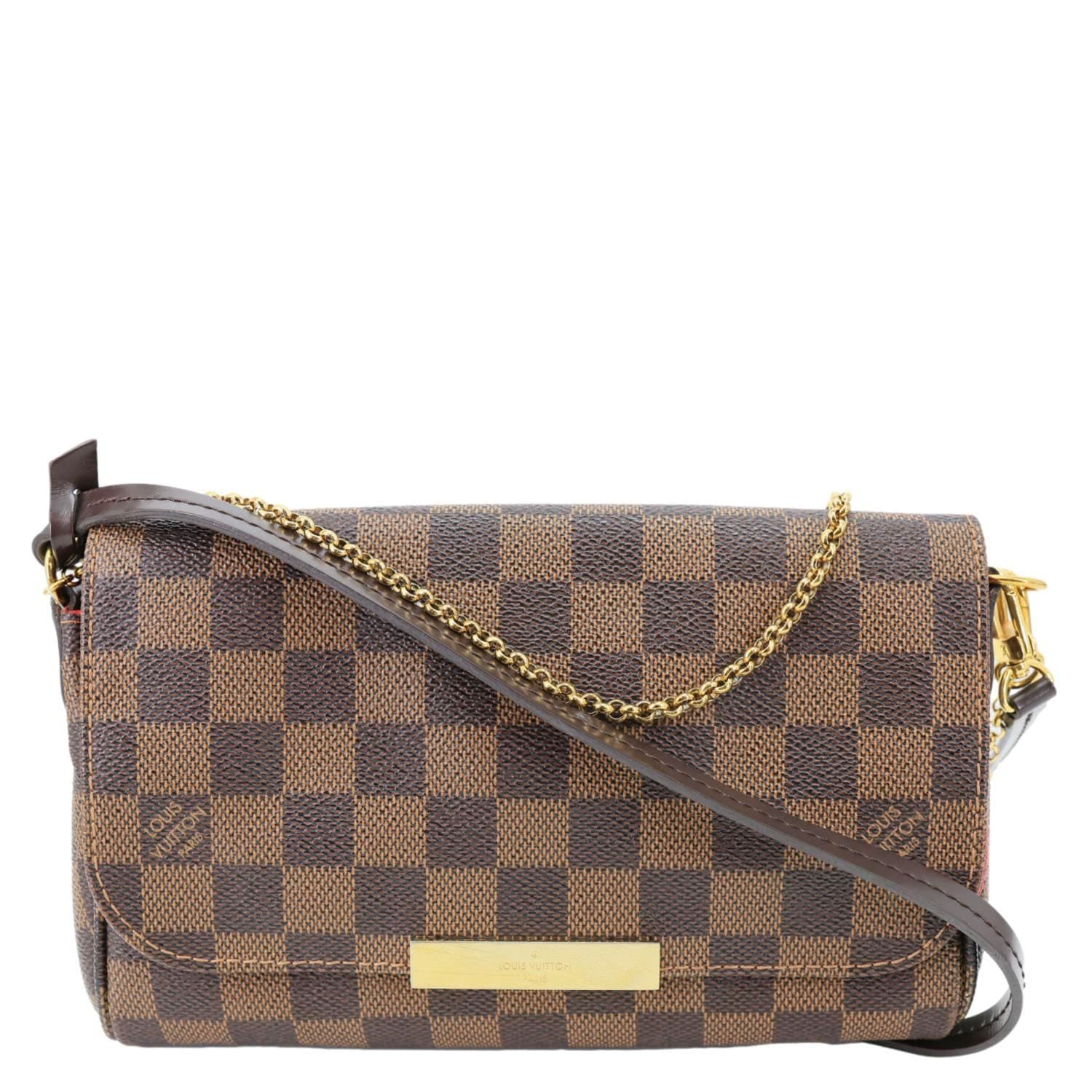 LOUIS VUITTON Favorite PM Damier Ebene Chain Crossbody Bag Brown