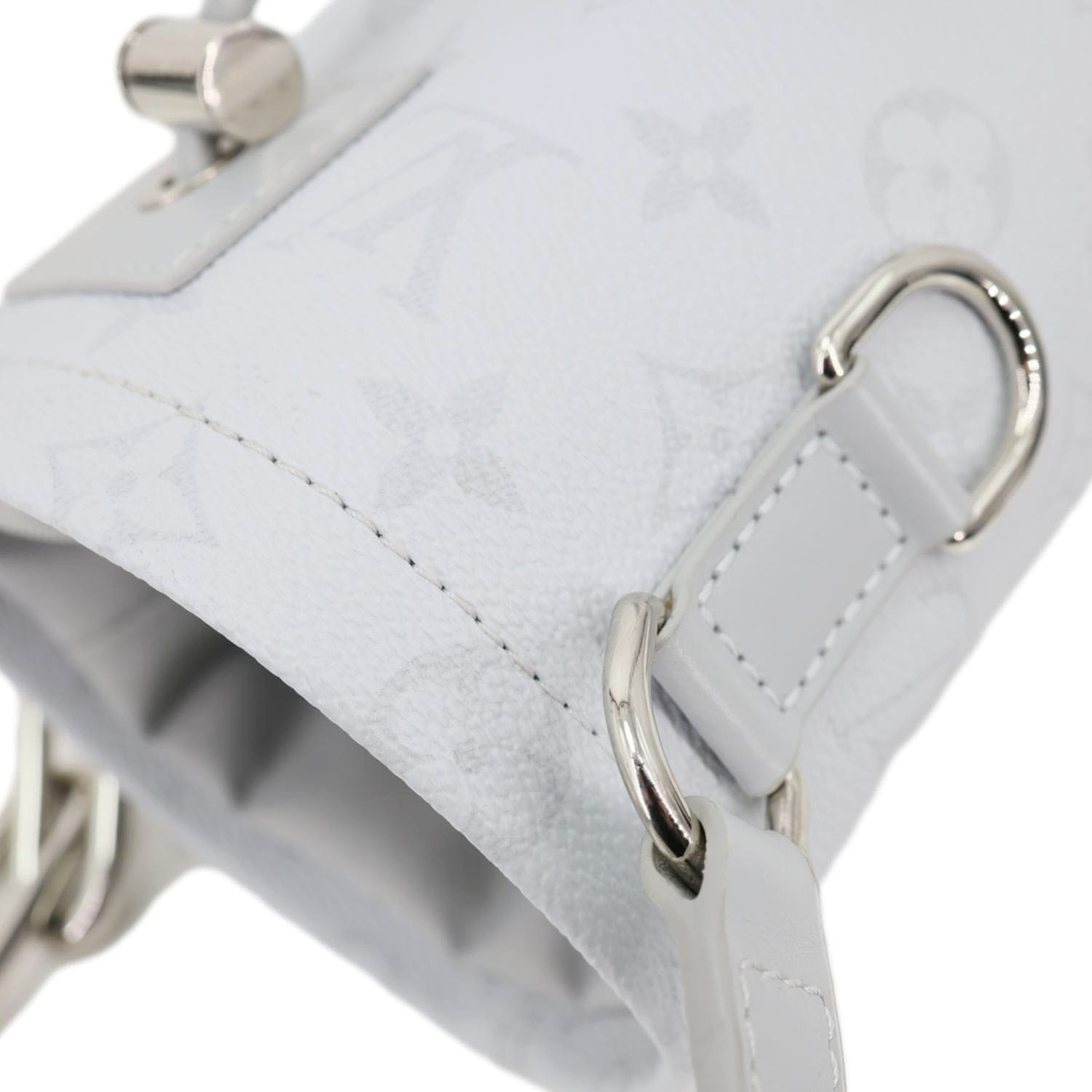 LOUIS VUITTON Chalk Nano Monogram Canvas Crossbody Bag White