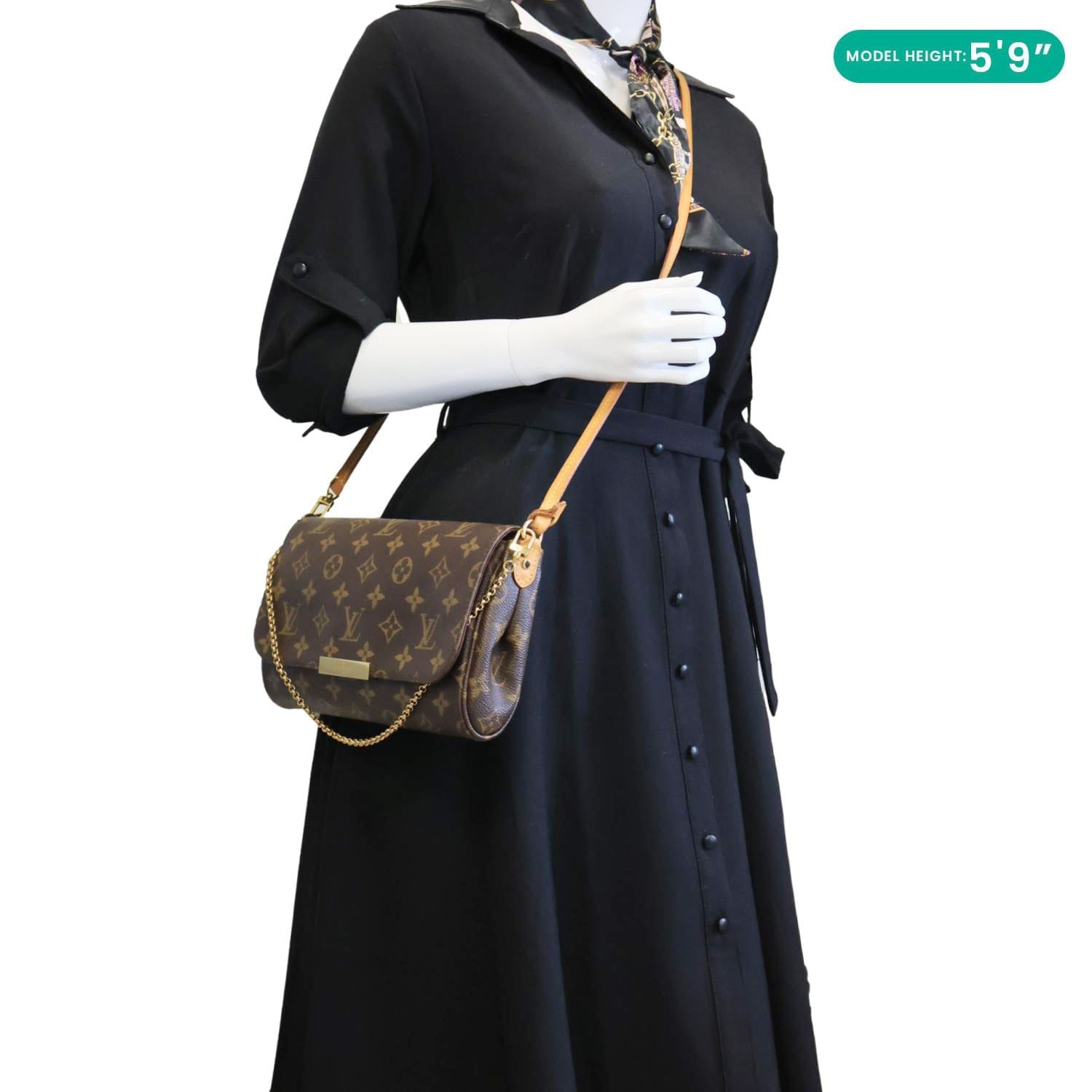 LOUIS VUITTON Favorite MM Monogram Canvas Crossbody Bag Brown