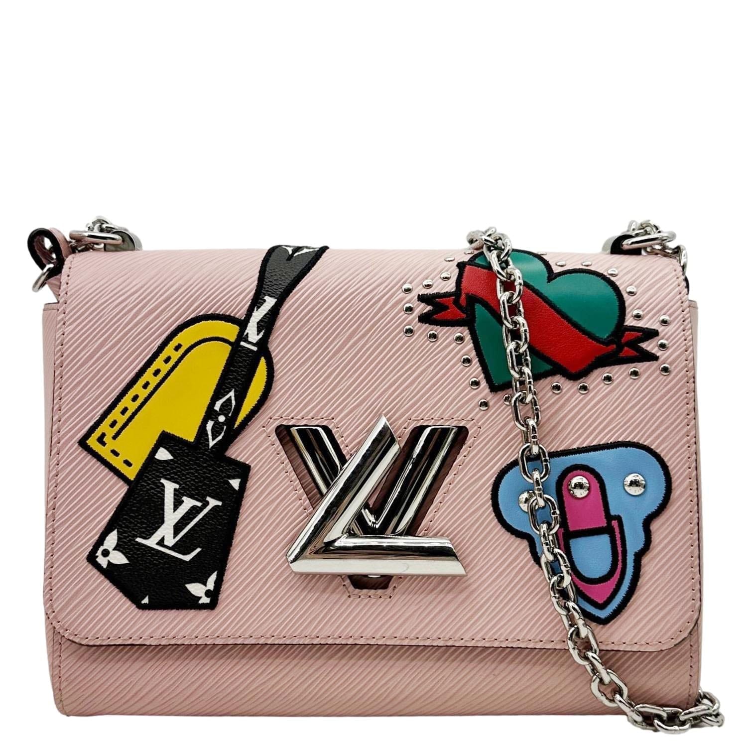 LOUIS VUITTON Twist MM Patches Epi Leather Crossbody Bag Pink