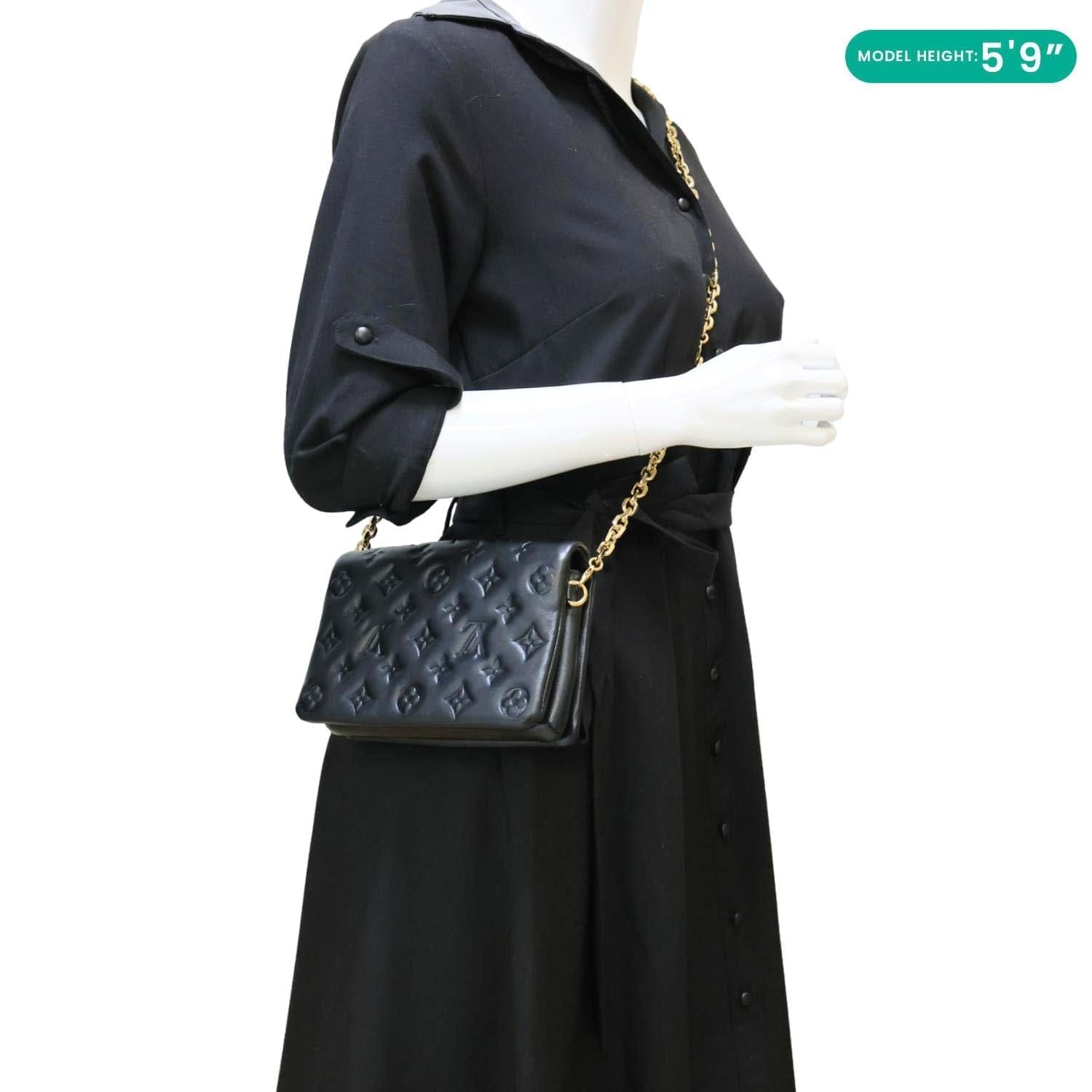 LOUIS VUITTON Coussin Monogram Embossed Pochette Crossbody Bag Black