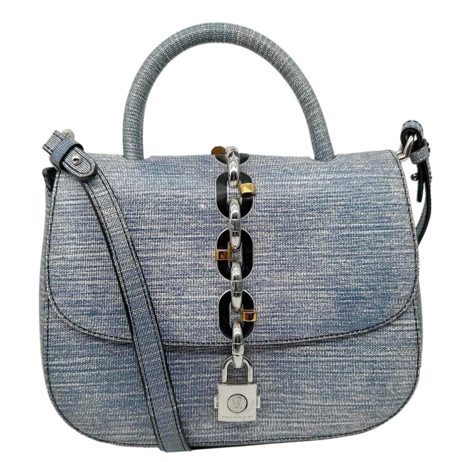 LOUIS VUITTON Chain It PM Leather Crossbody Bag Blue