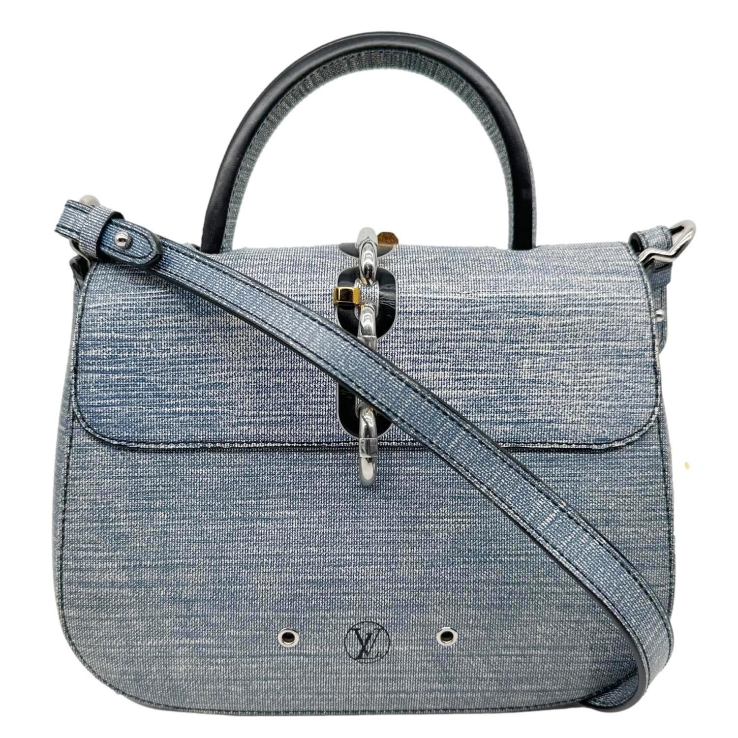 LOUIS VUITTON Chain It PM Leather Crossbody Bag Blue