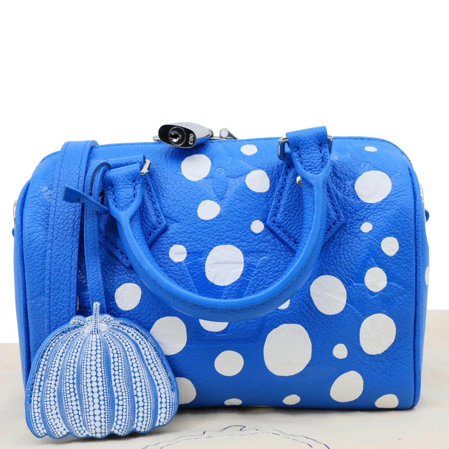 LOUIS VUITTON x Yayoi Kusama Speedy 20 Bandouliere Empreinte Infinity Dots Crossbody Bag Blue