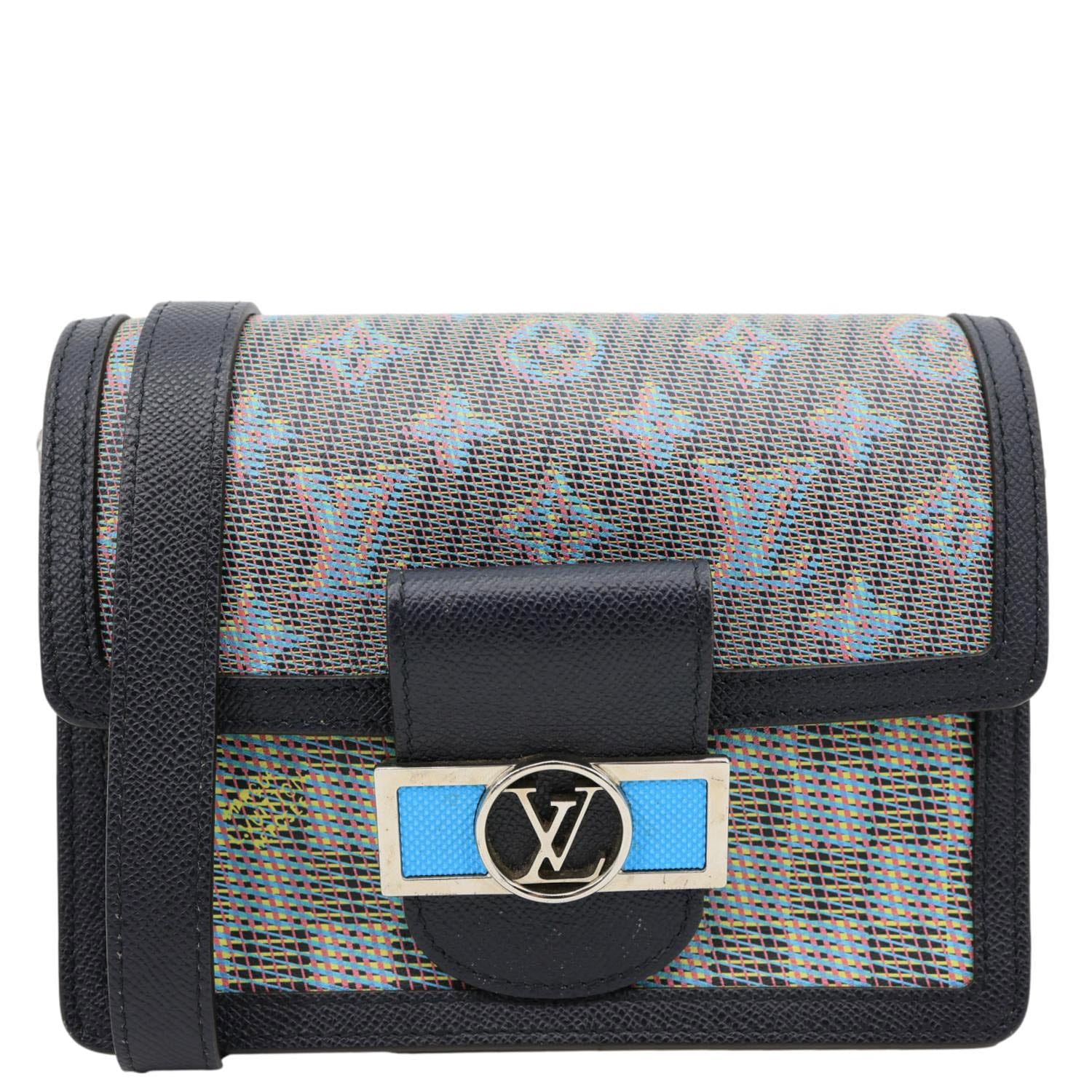 LOUIS VUITTON Dauphine Mini Damier Monogram LV Pop Crossbody Bag Navy Blue