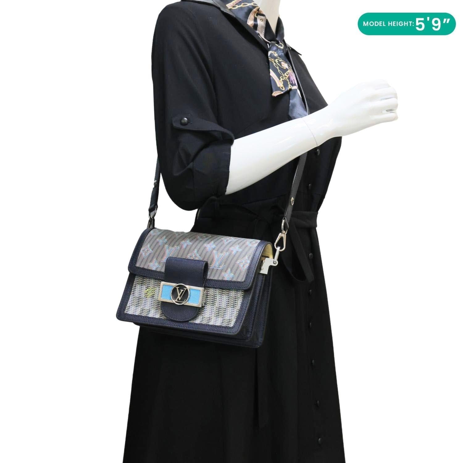 LOUIS VUITTON Dauphine Mini Damier Monogram LV Pop Crossbody Bag Navy Blue