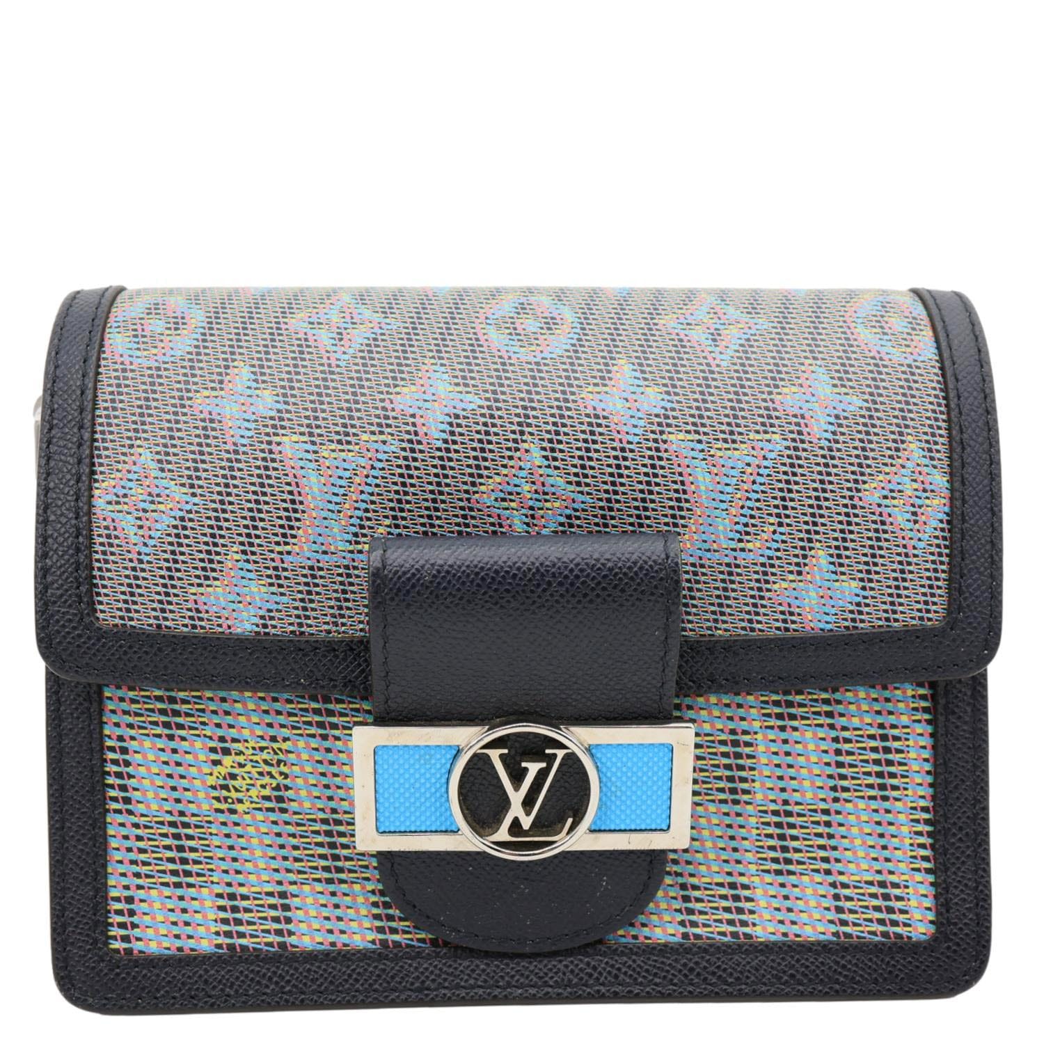LOUIS VUITTON Dauphine Mini Damier Monogram LV Pop Crossbody Bag Navy Blue