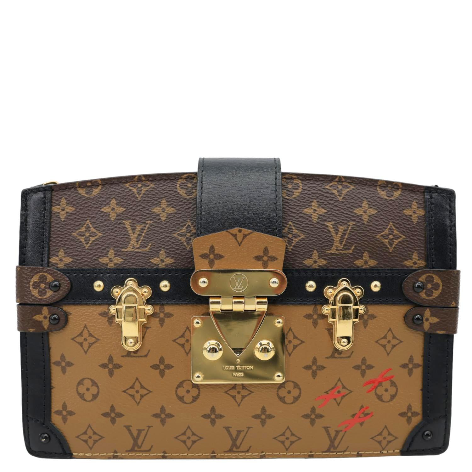 LOUIS VUITTON Trunk Clutch Reverse Monogram Crossbody Bag Brown
