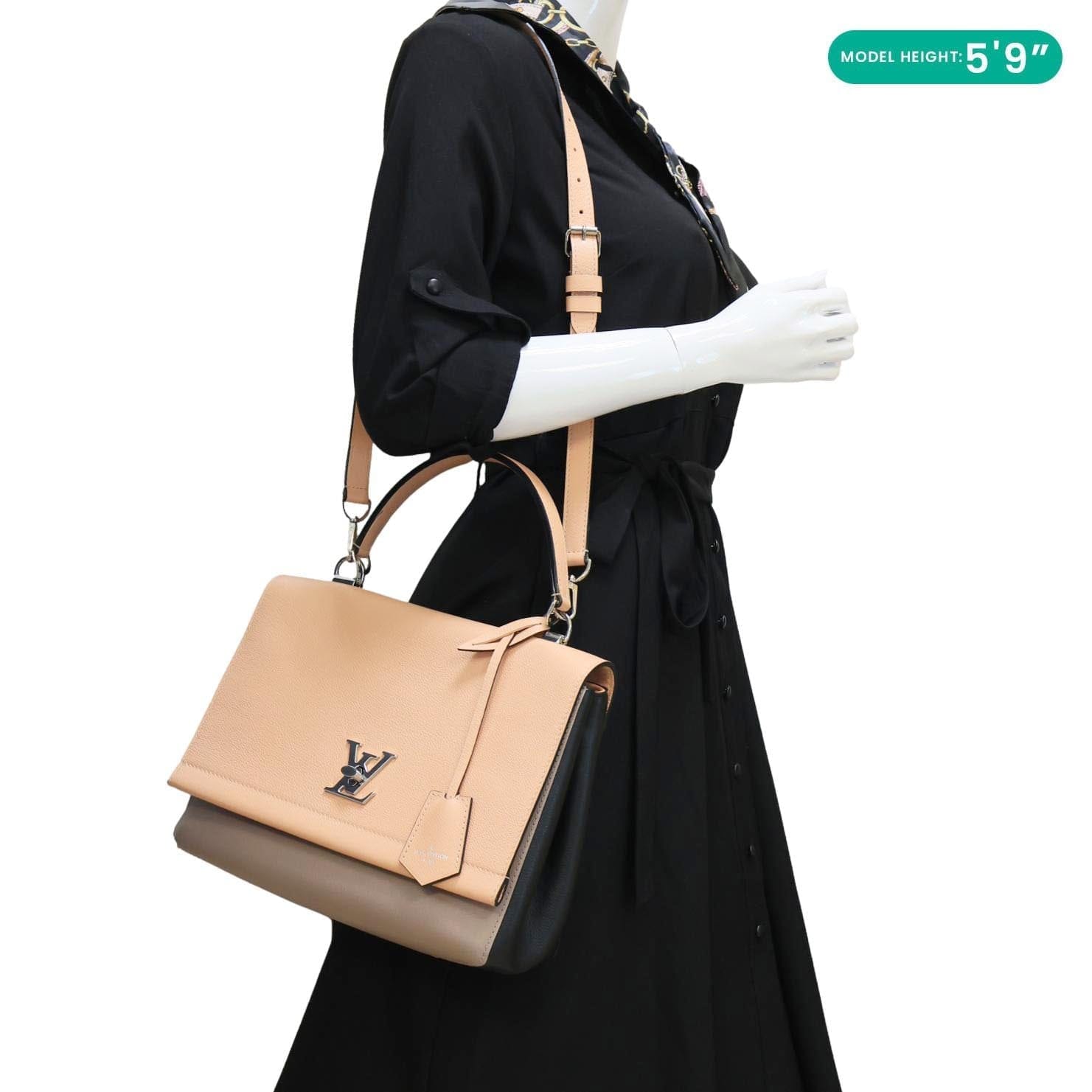 LOUIS VUITTON Lockme II BB Pebbled Leather Crossbody Bag Peach