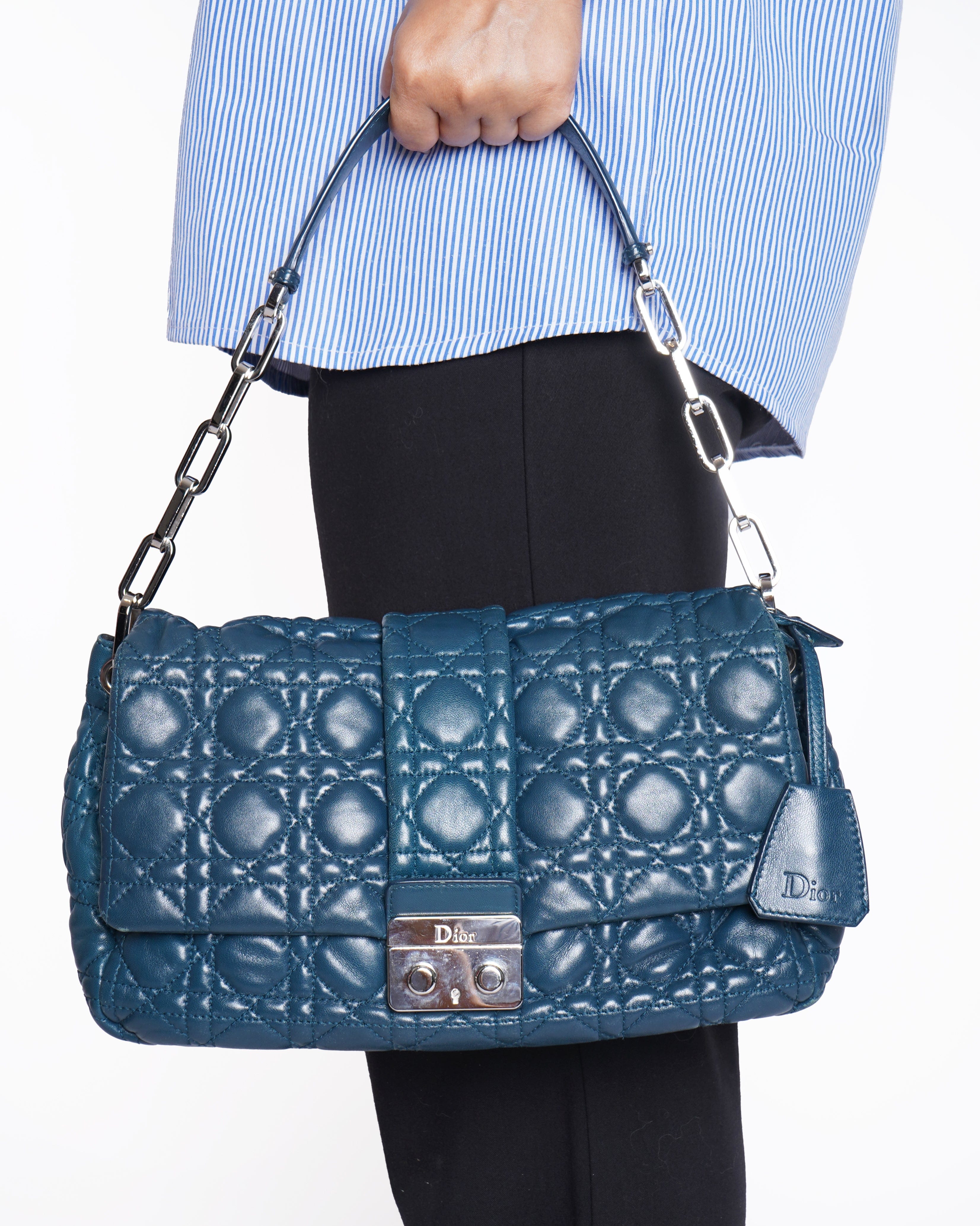 Dior Christian Dior lambskin cannage new lock flap shoulder bag