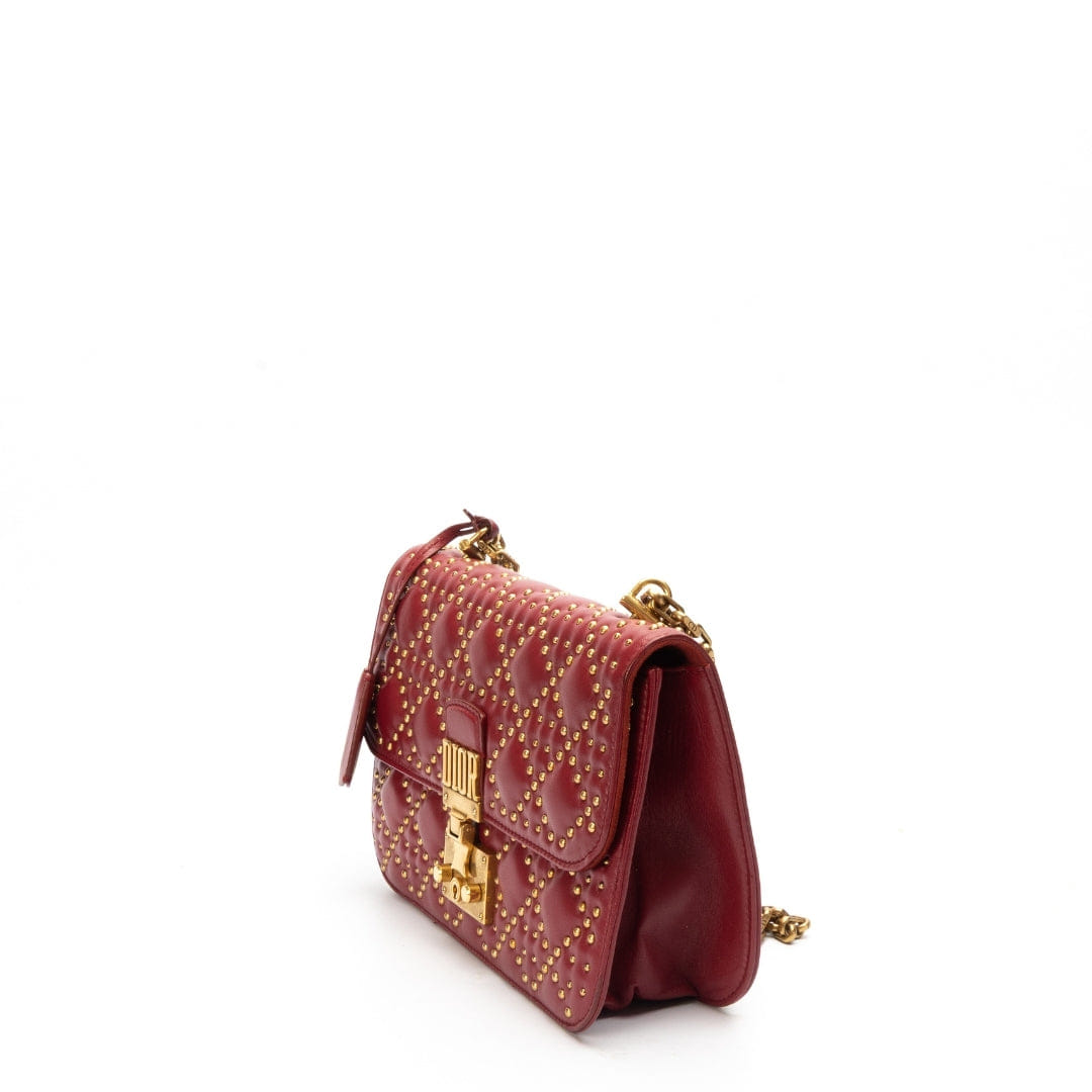 Dior Red Cannage Leather Small DiorAddict Shoulder Bag