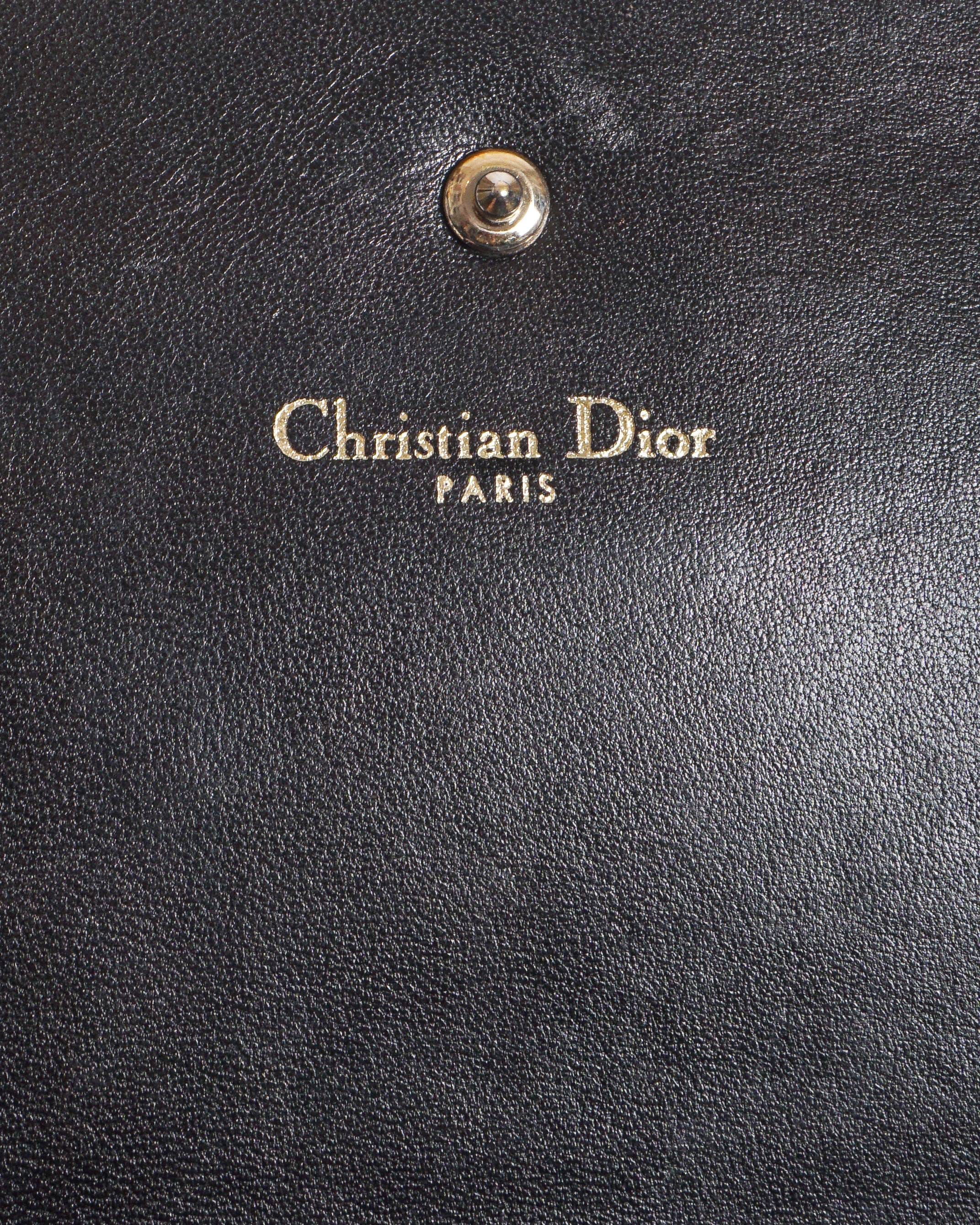 Dior Black Grained Leather Diorama Wallet On Chain