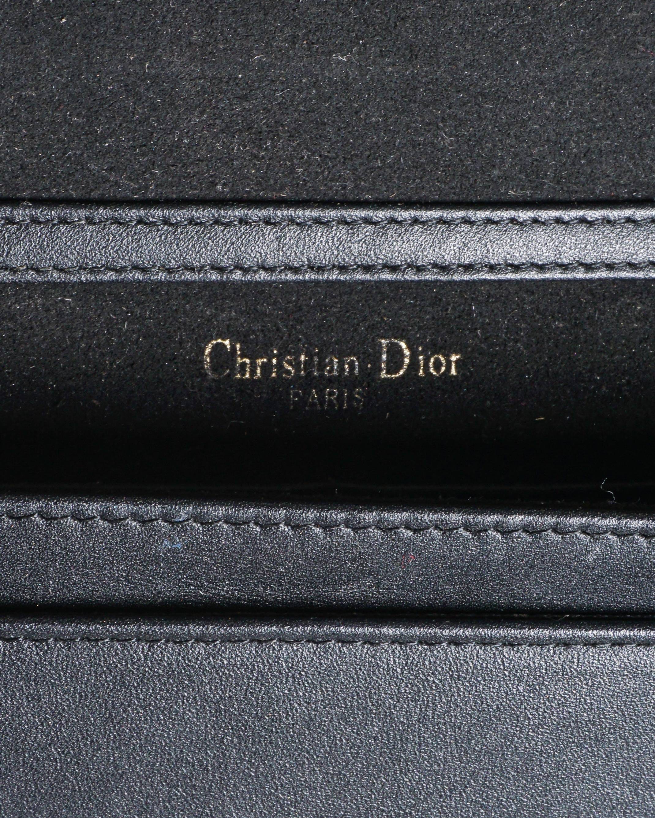 Dior Christian Dior Black Studded Leather Diorama Wallet On Chain