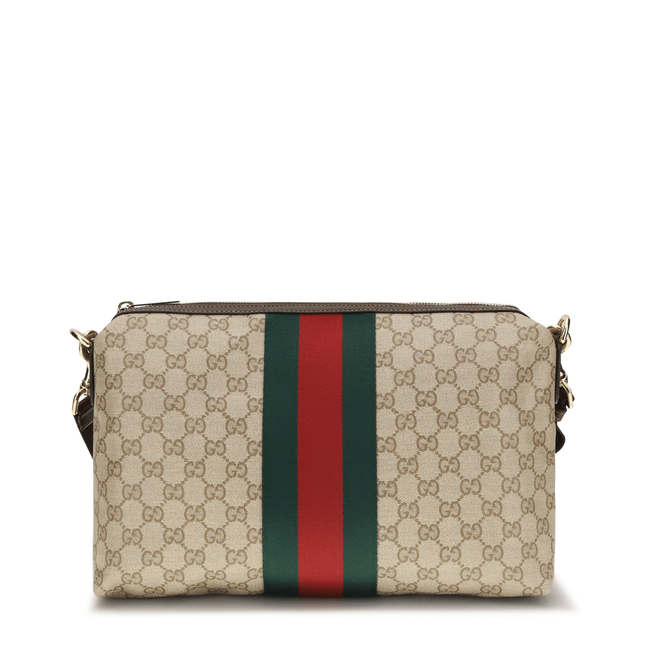 Gucci Medium Coated GG Fabric Crossbody - Vintage Sand/Dark Brown (Beige)