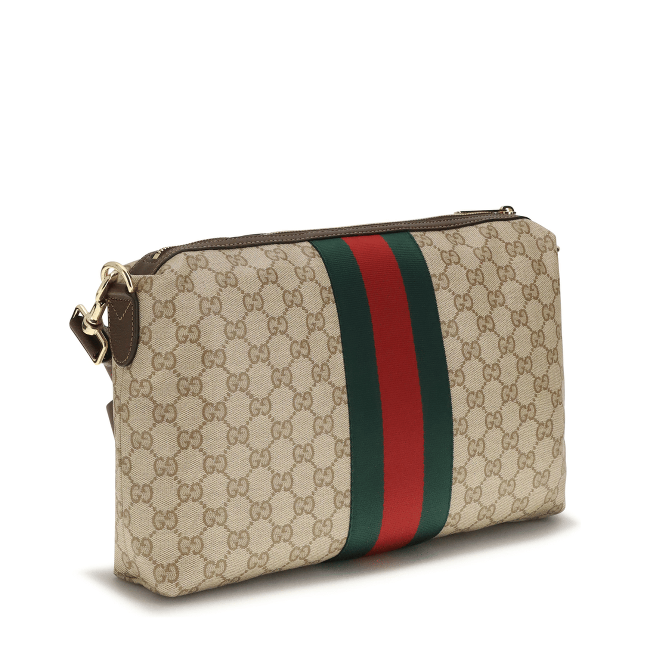 Gucci Medium Coated GG Fabric Crossbody - Vintage Sand/Dark Brown (Beige)