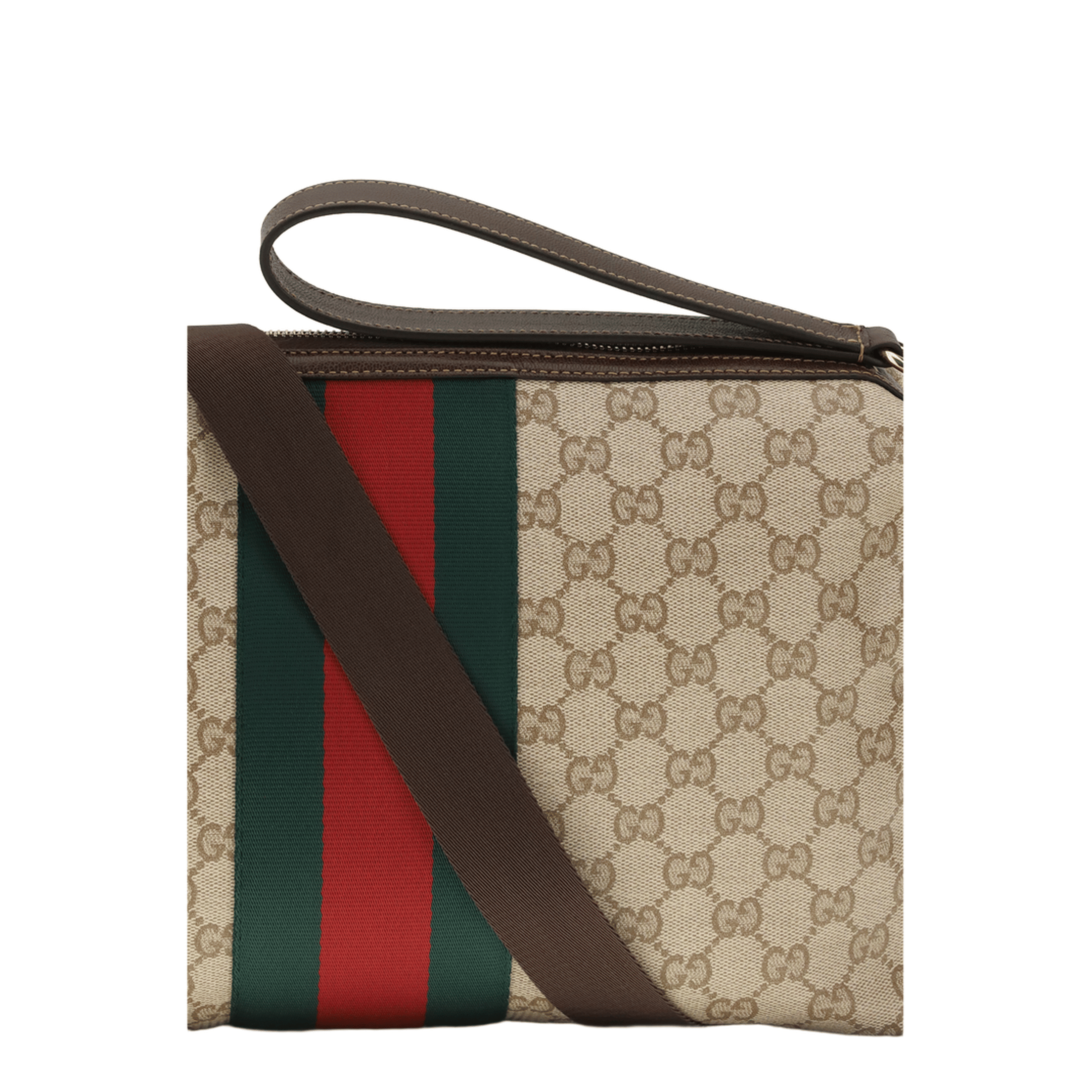 Gucci Medium Coated GG Fabric Crossbody - Vintage Sand/Dark Brown (Beige)