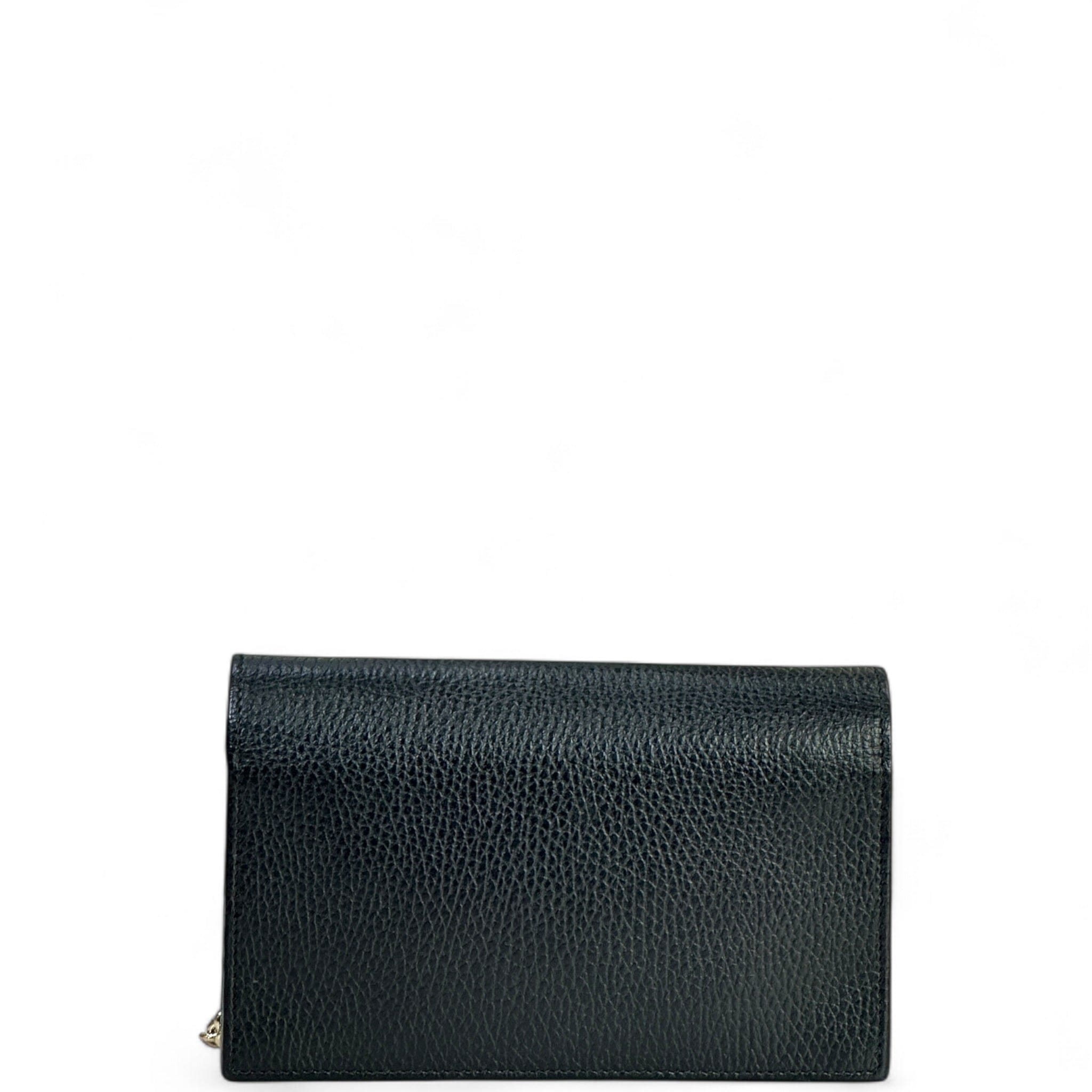 Gucci Interlocking G Wallet On Chain Textured Black Leather
