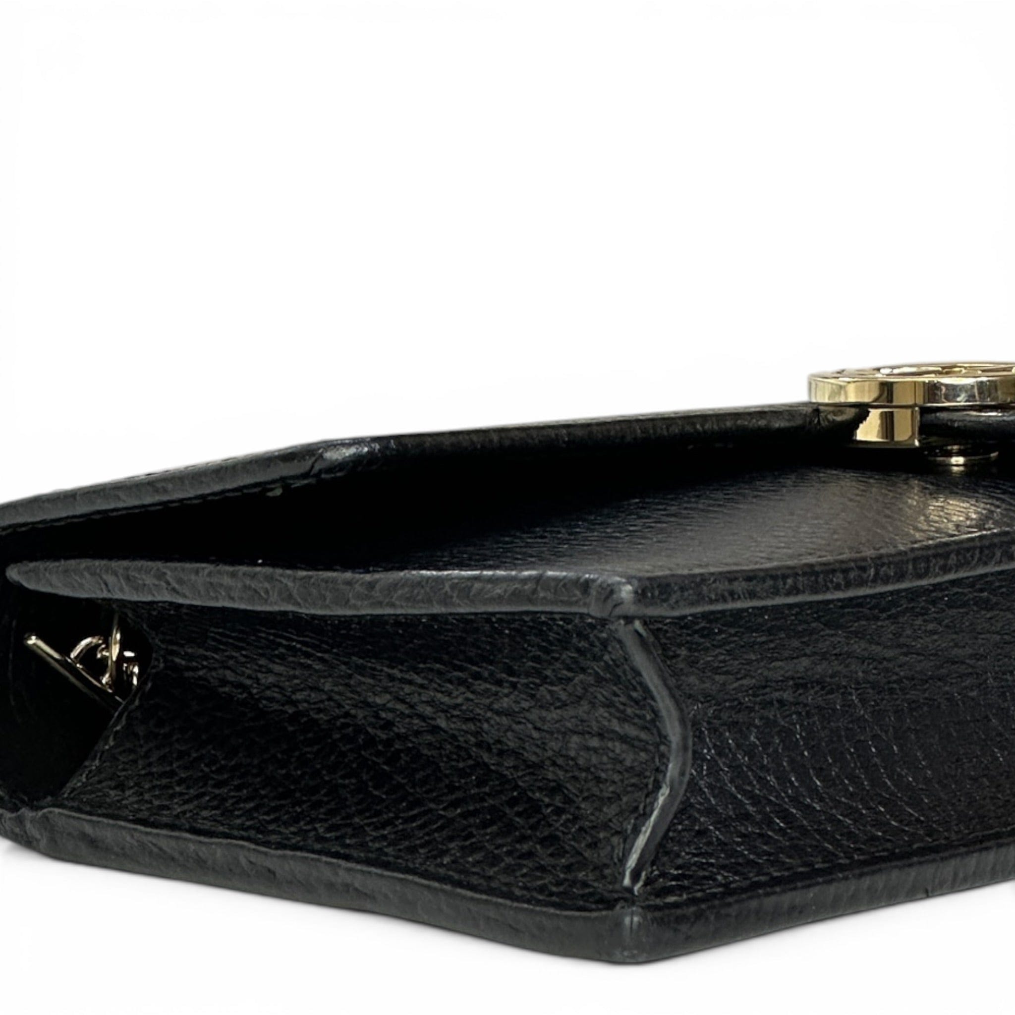 Gucci Interlocking G Wallet On Chain Textured Black Leather