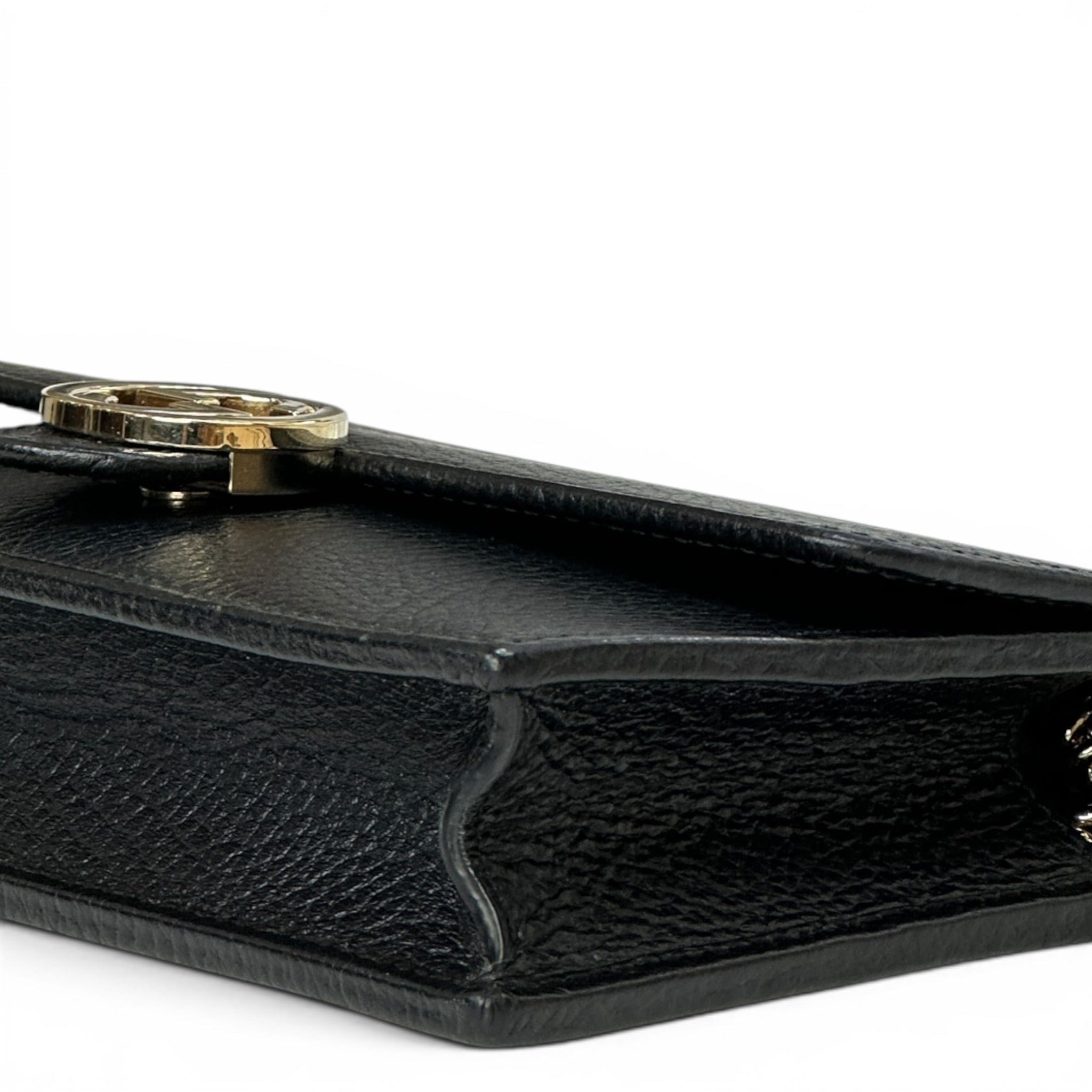 Gucci Interlocking G Wallet On Chain Textured Black Leather