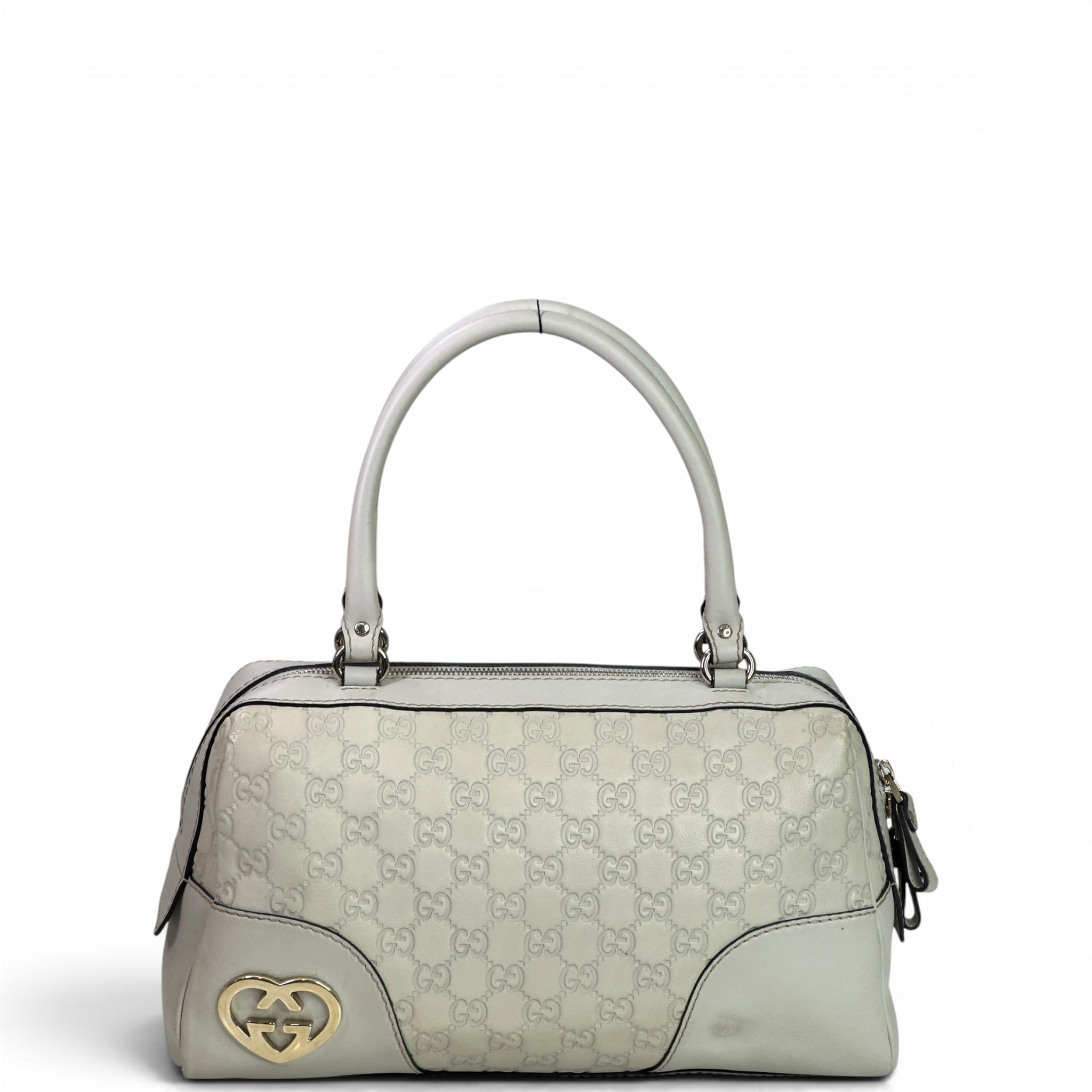 Gucci Joy Lovely Boston Bag White Guccissima Leather