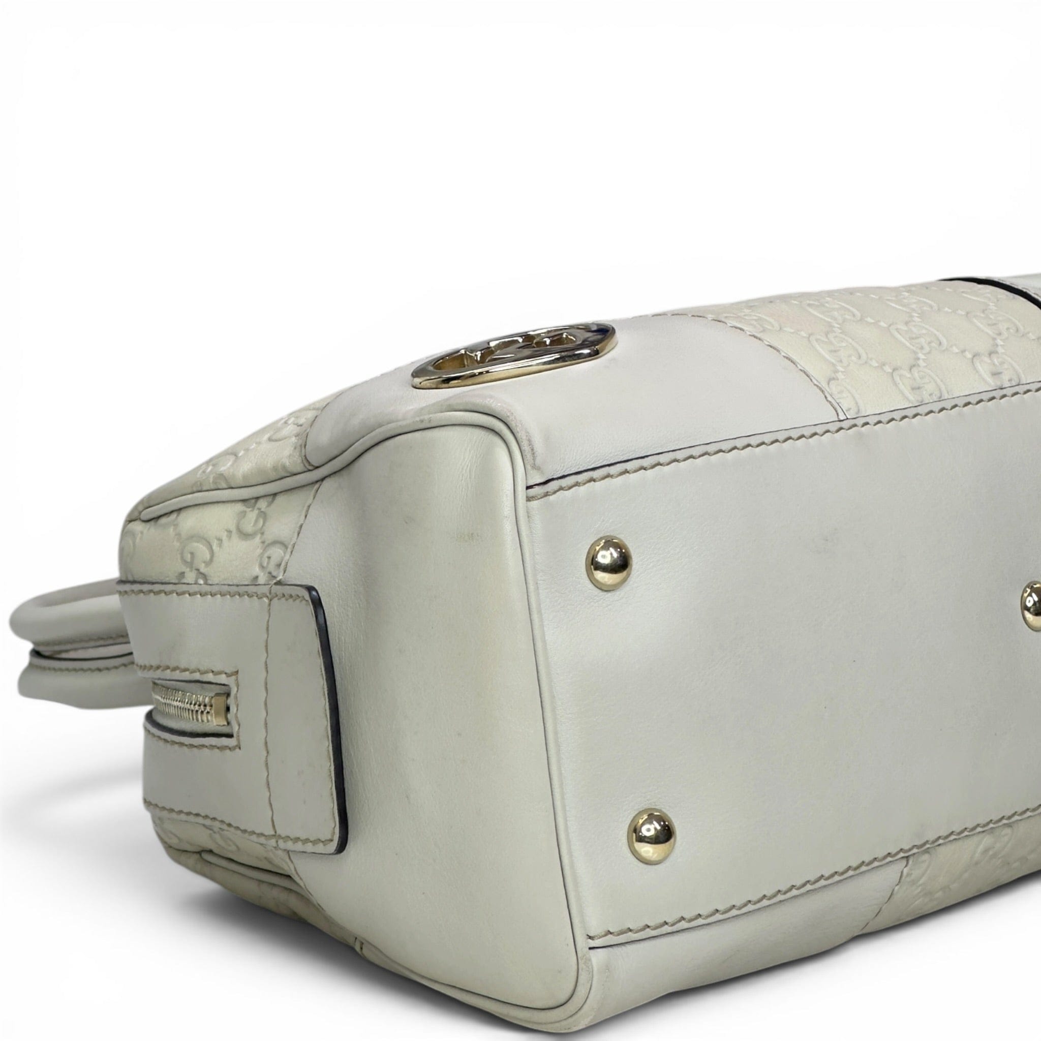 Gucci Joy Lovely Boston Bag White Guccissima Leather