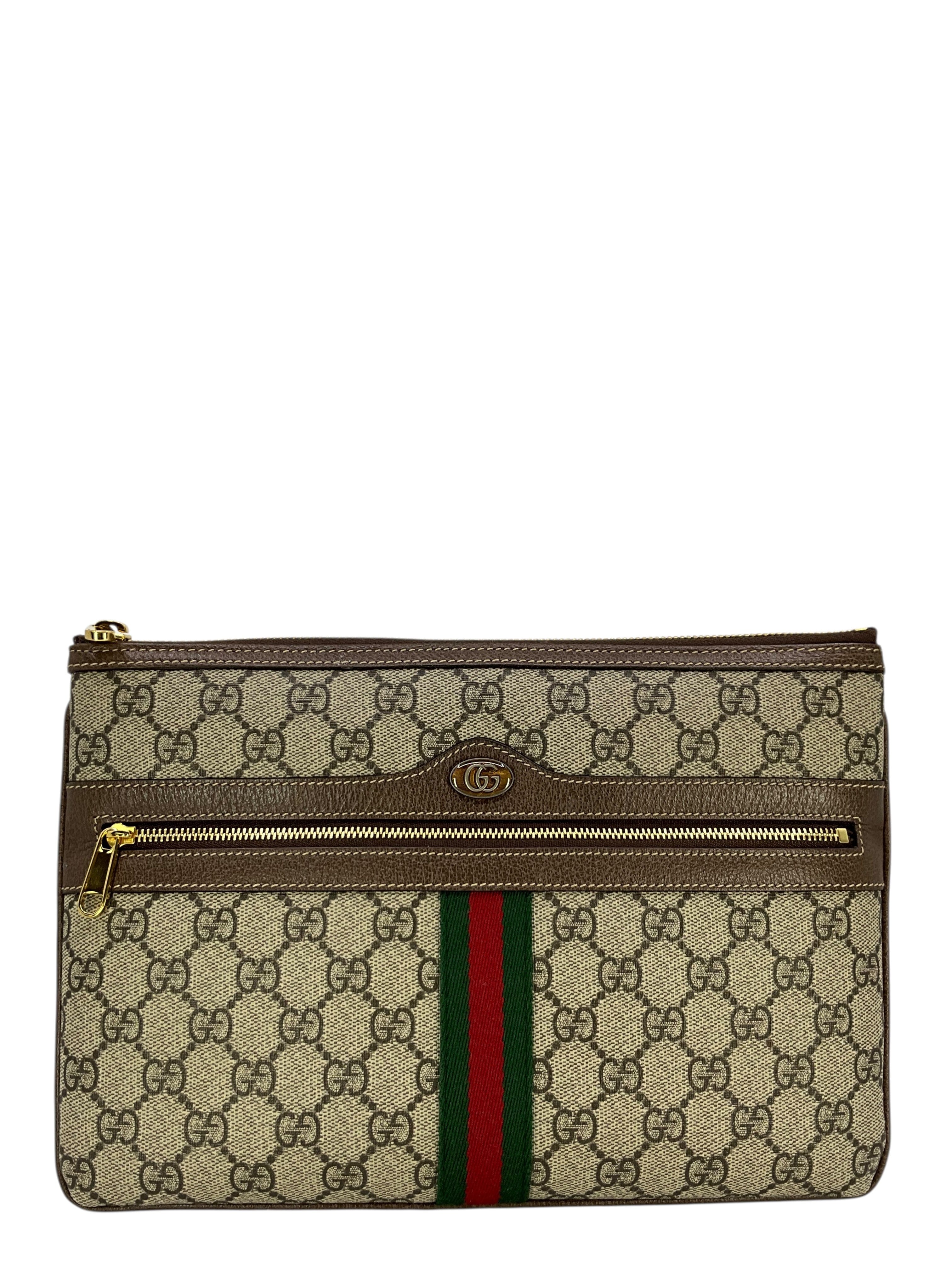 GUCCI GG Supreme Monogram Large Ophidia Pouch Clutch