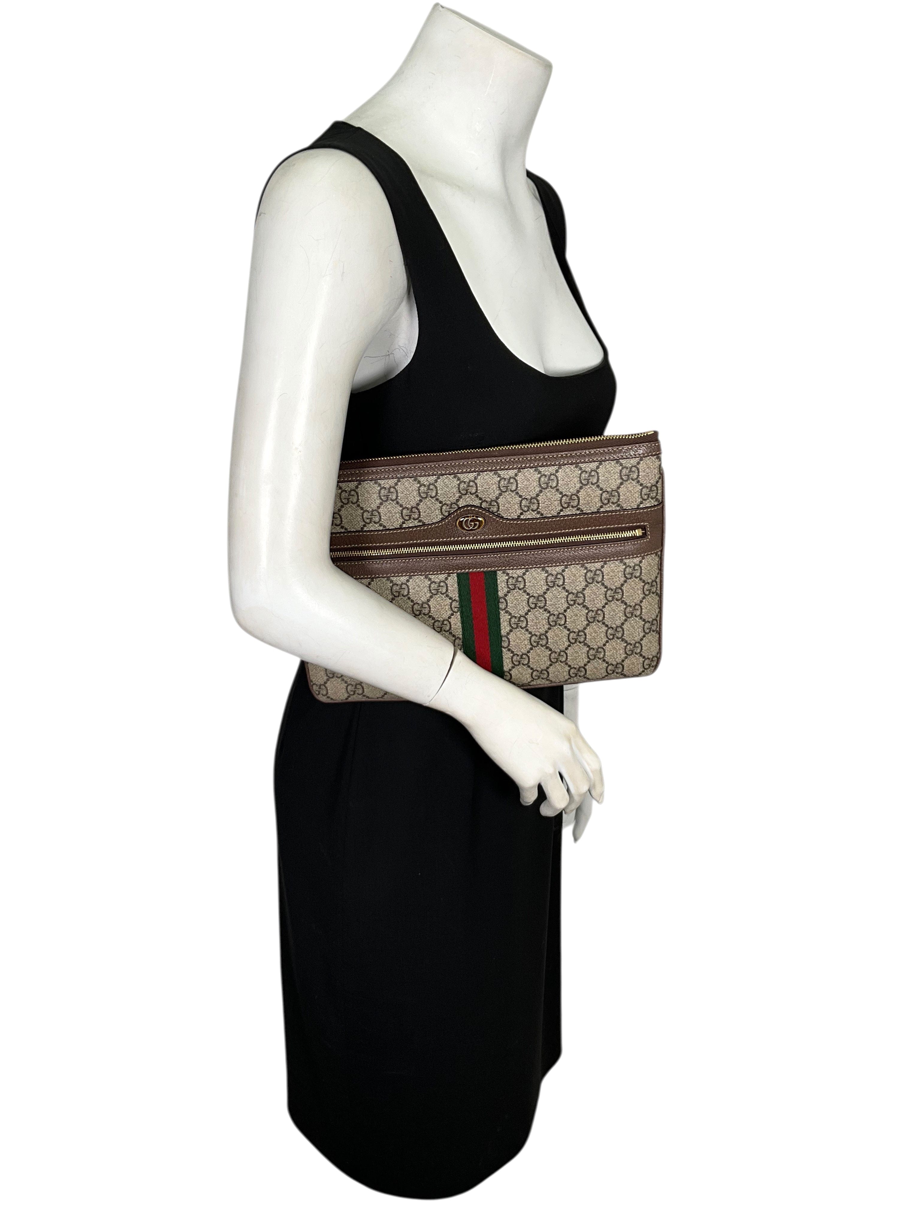 GUCCI GG Supreme Monogram Large Ophidia Pouch Clutch