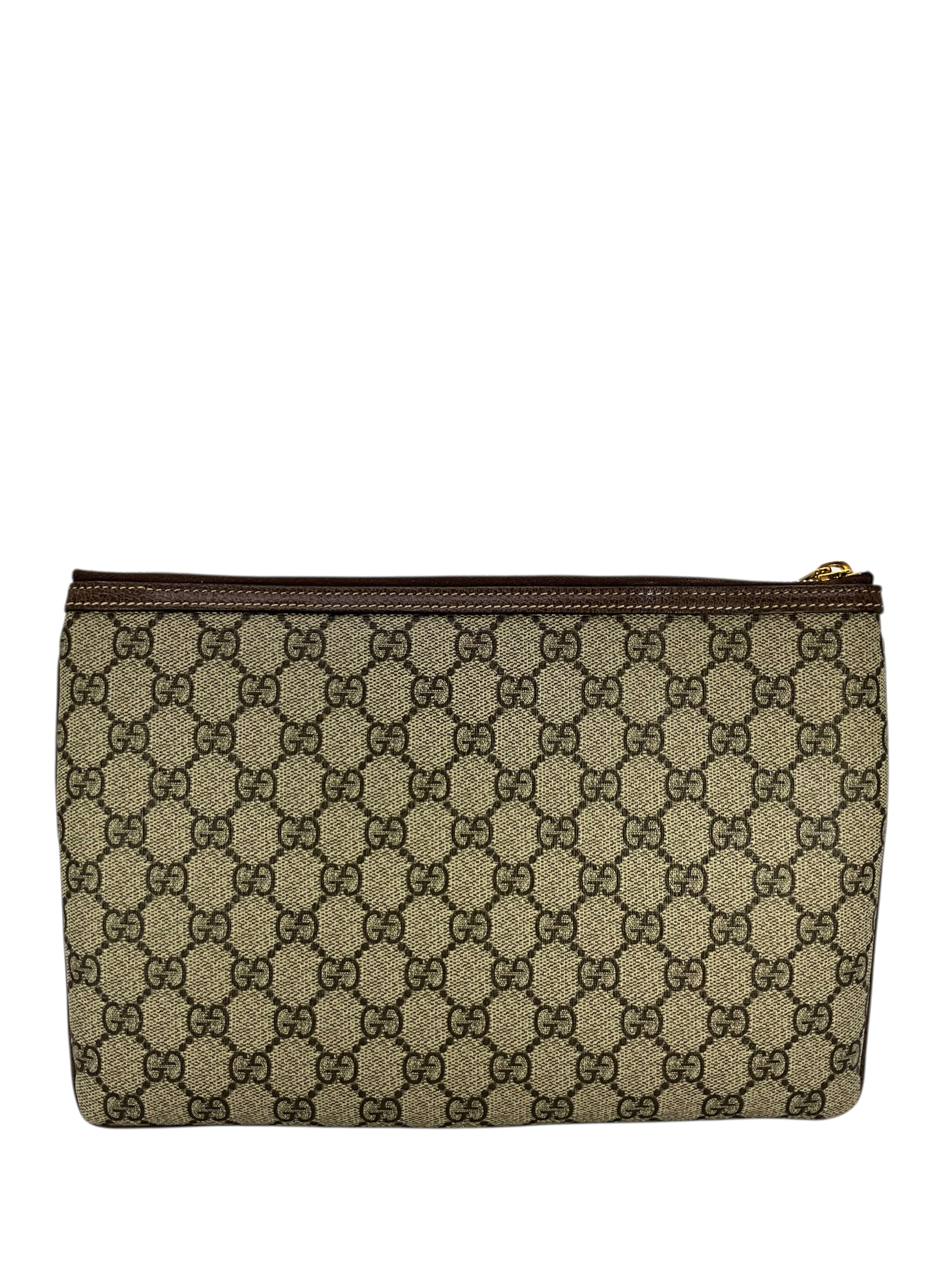 GUCCI GG Supreme Monogram Large Ophidia Pouch Clutch