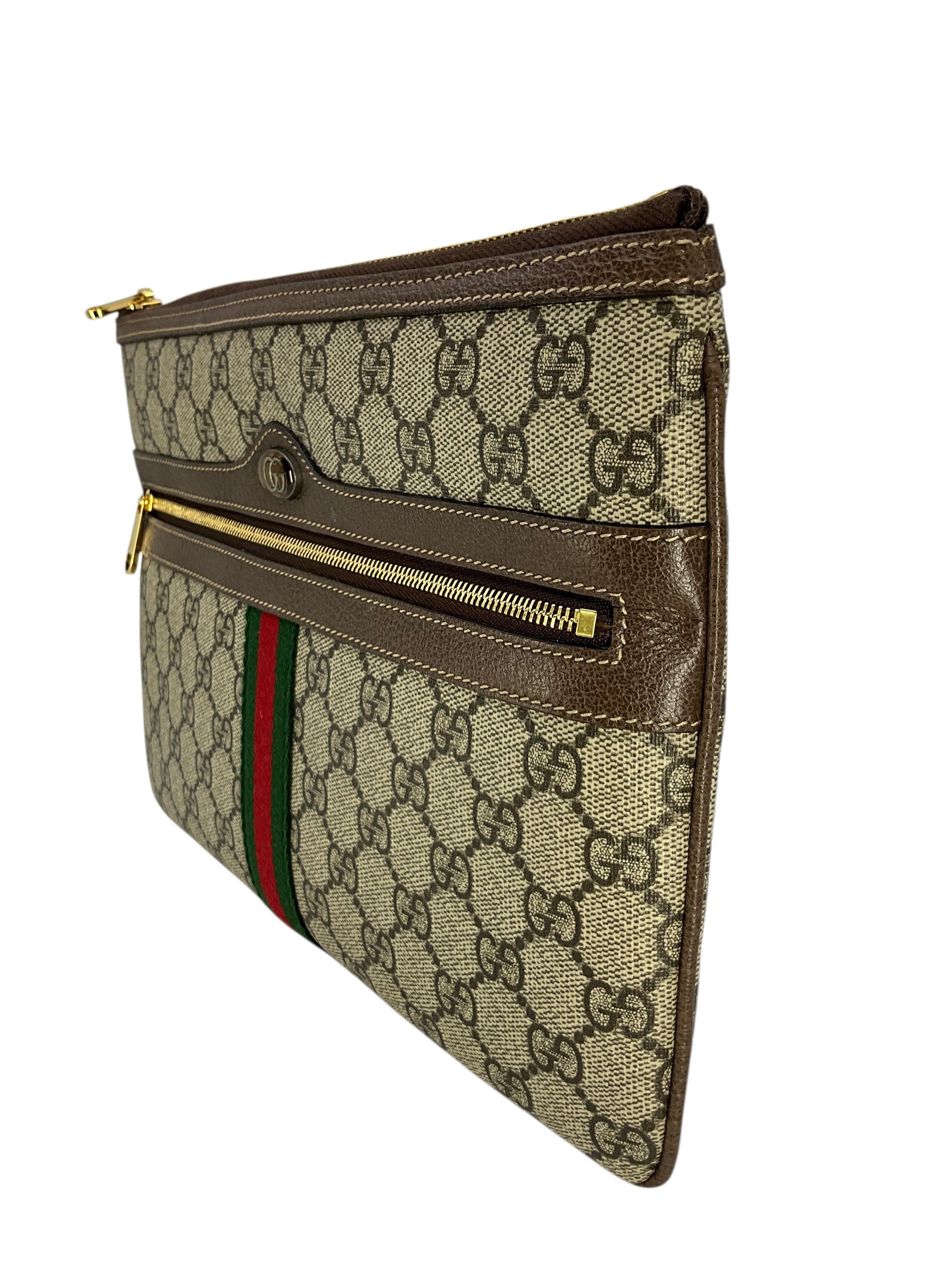 GUCCI GG Supreme Monogram Large Ophidia Pouch Clutch