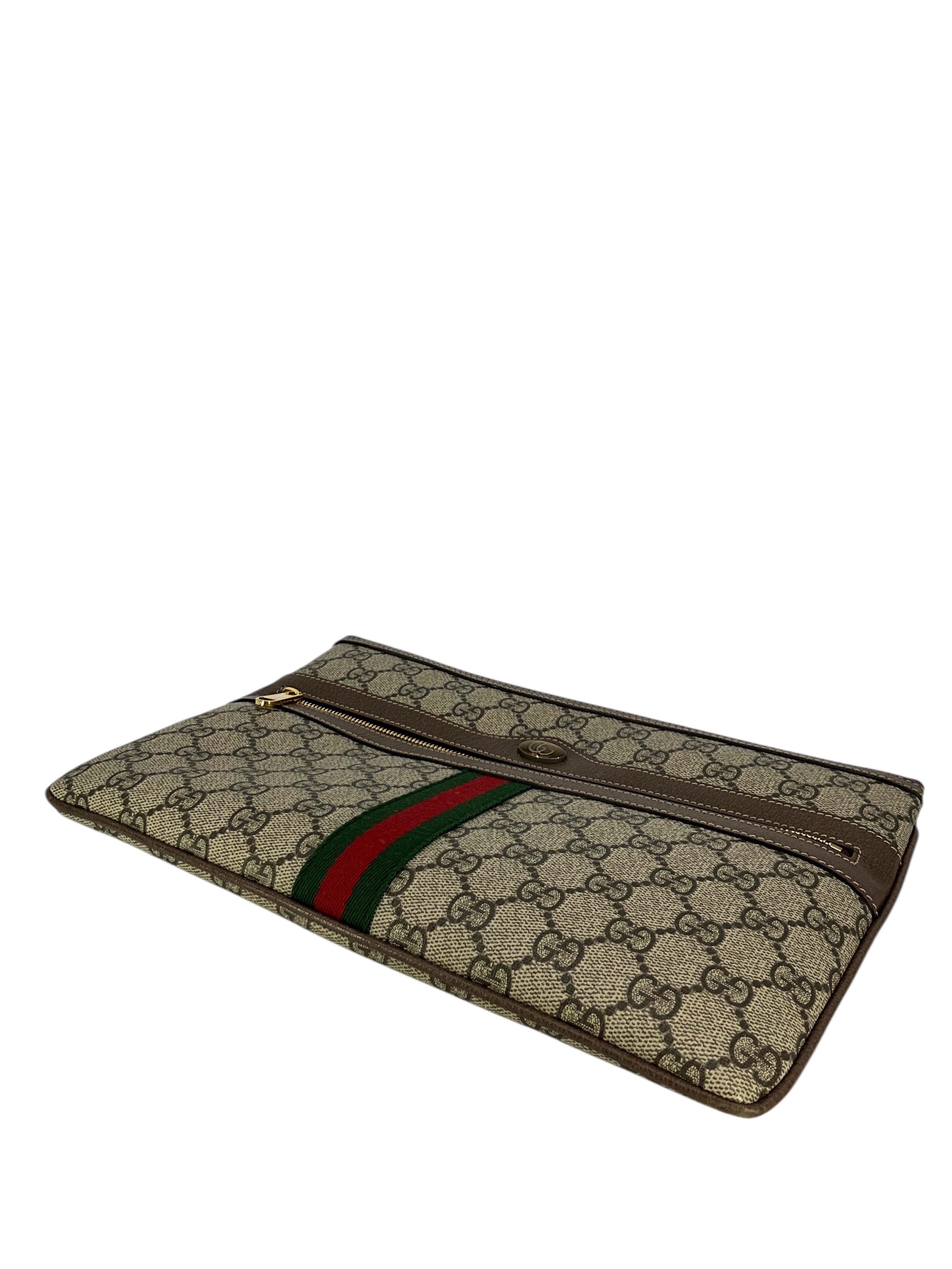 GUCCI GG Supreme Monogram Large Ophidia Pouch Clutch
