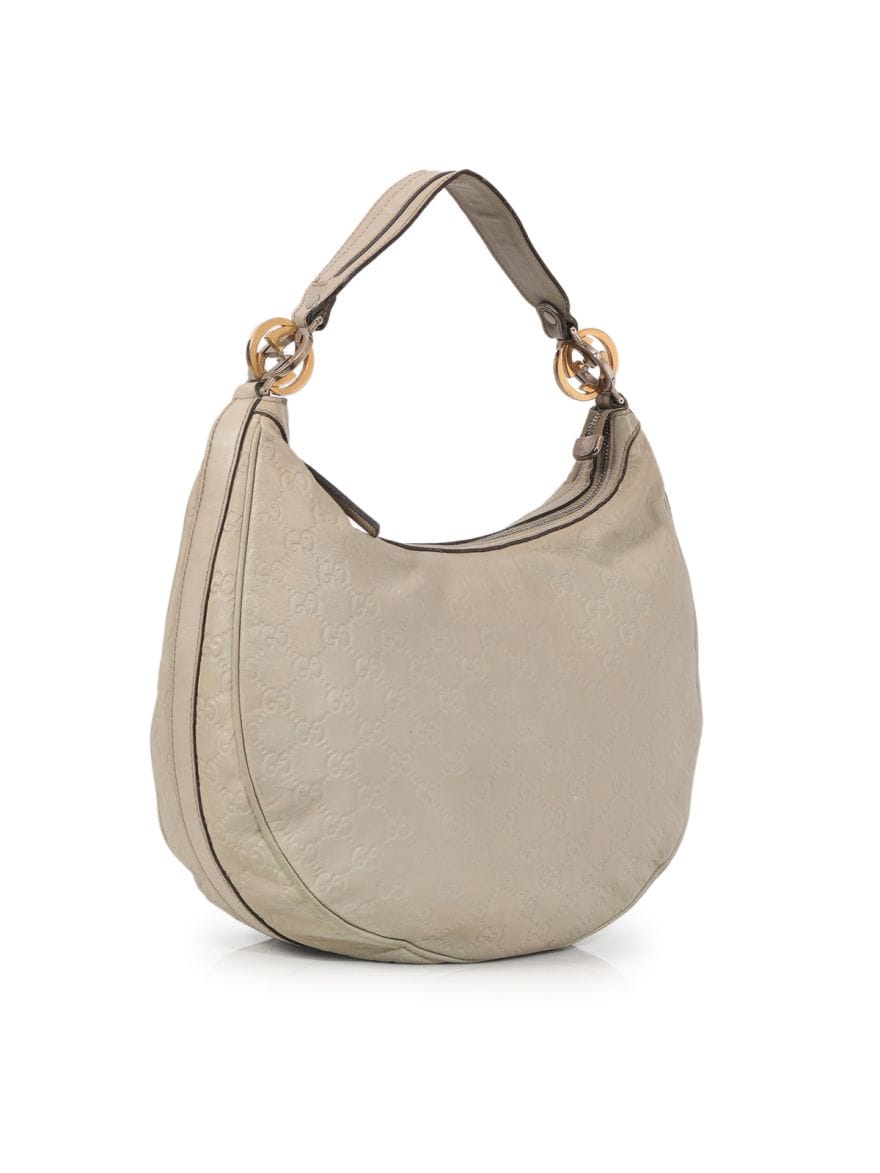 Gucci White Guccissima leather GG Twins Medium Hobo Bag