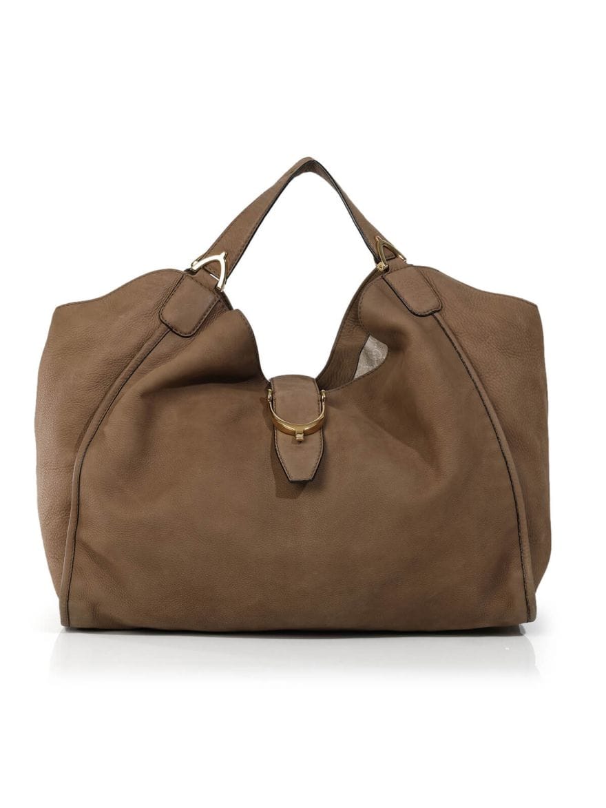 Gucci Knuckbuck Large Soft Tan Stirrup Hobo Bag