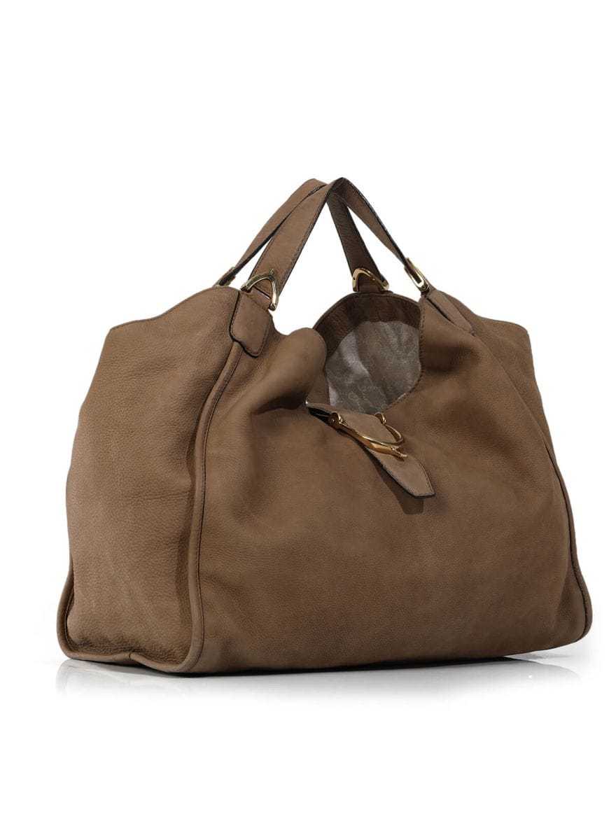 Gucci Knuckbuck Large Soft Tan Stirrup Hobo Bag