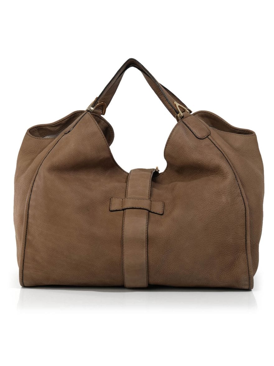 Gucci Knuckbuck Large Soft Tan Stirrup Hobo Bag