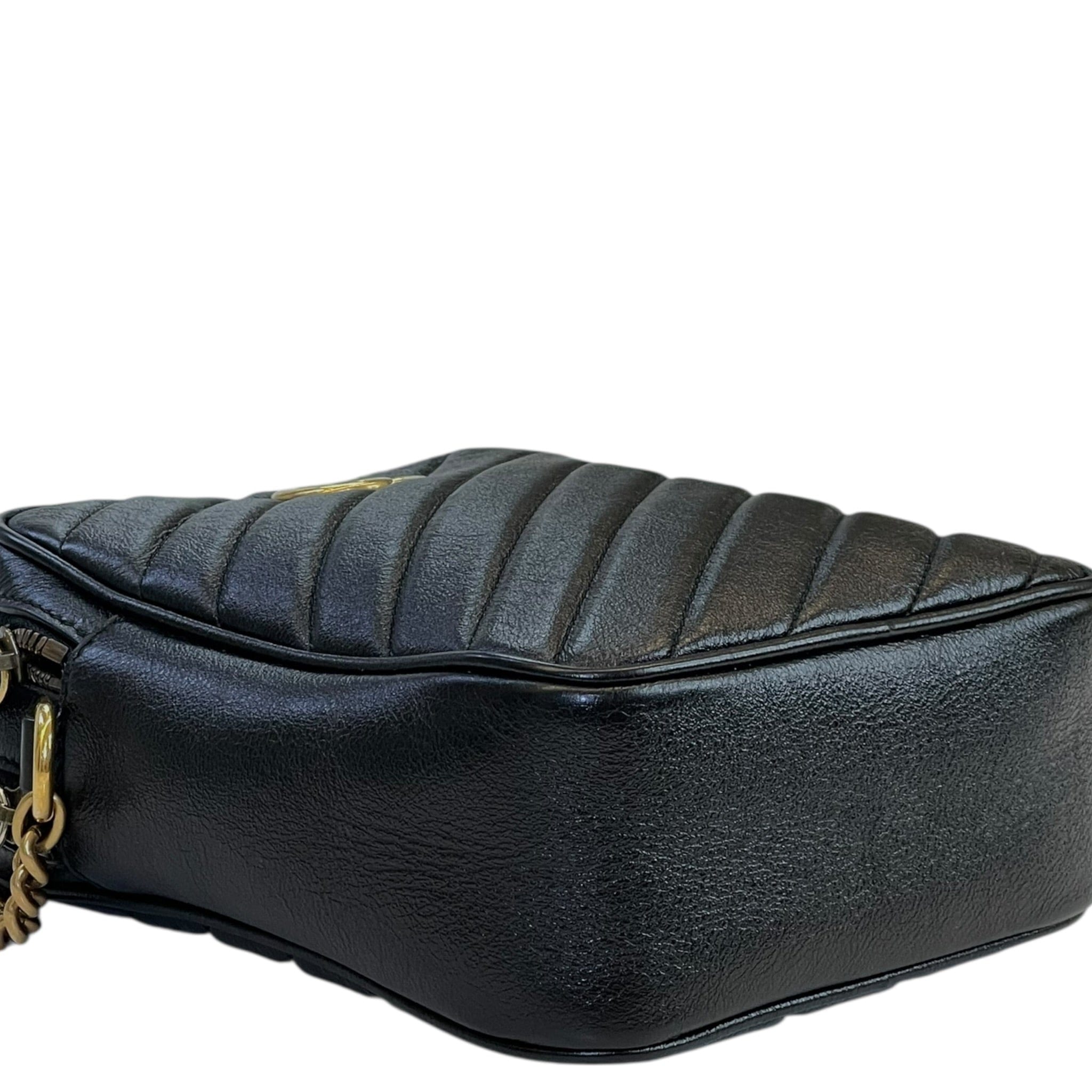 Gucci GG Marmont Camera Bag Black Quilted Leather