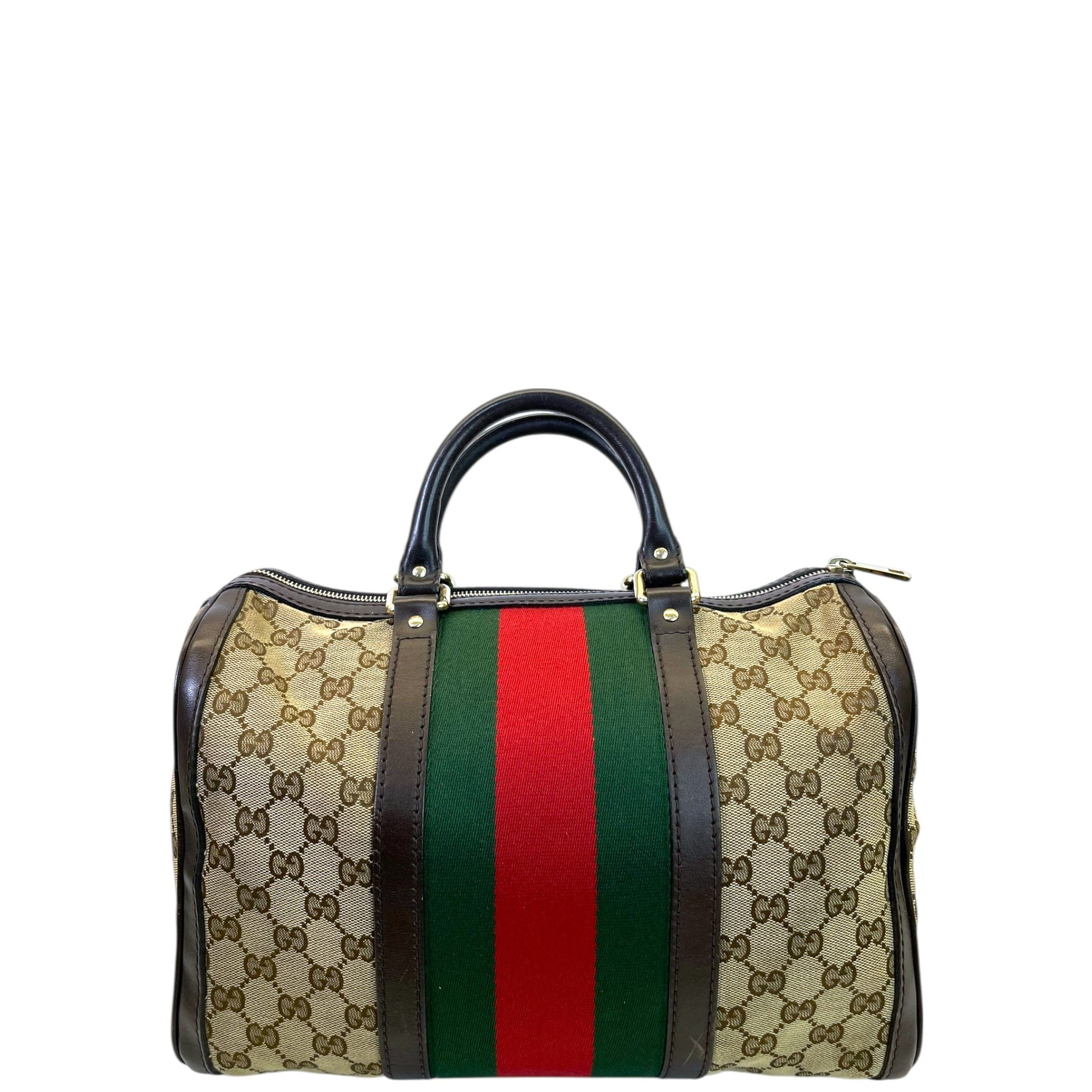 Gucci Vintage Web Boston Medium Bag Brown/Beige GG Canvas