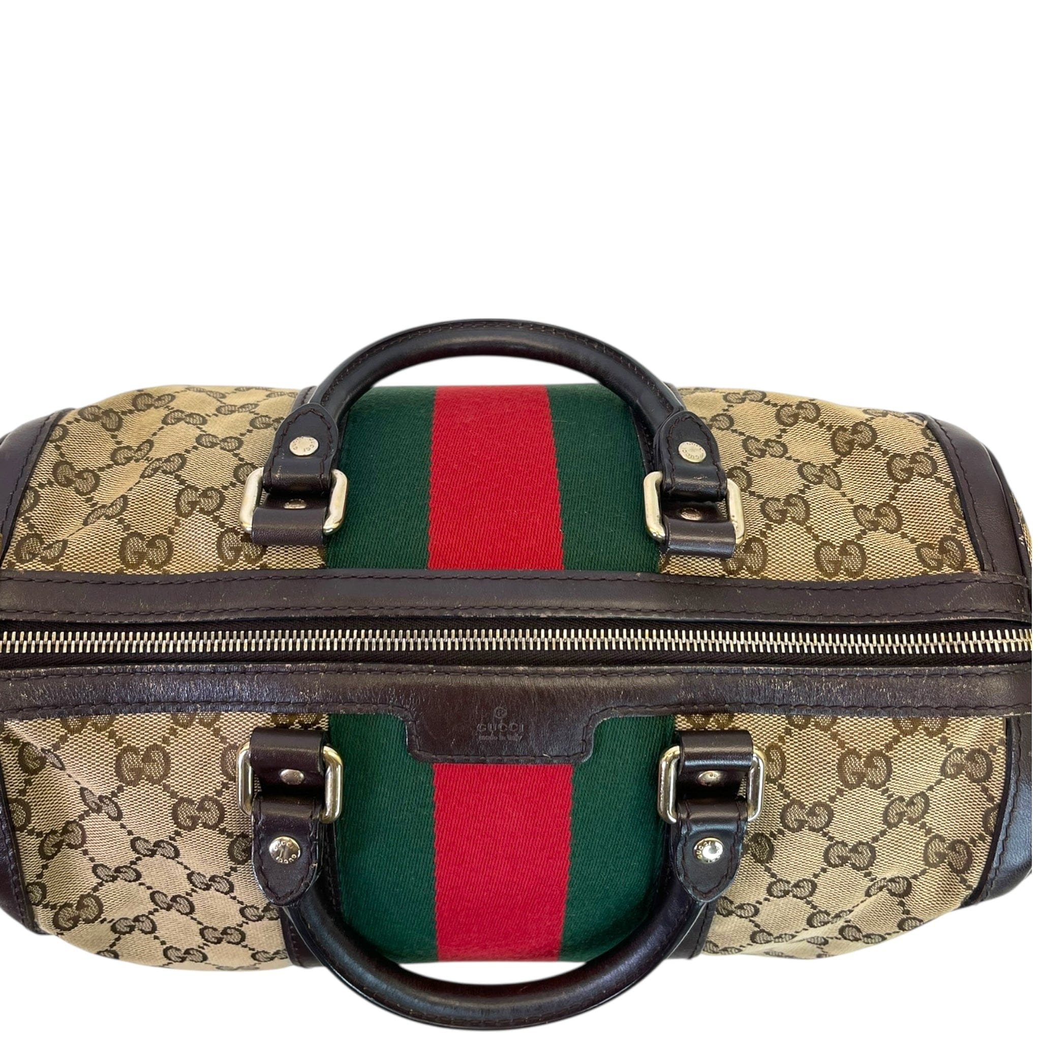 Gucci Vintage Web Boston Medium Bag Brown/Beige GG Canvas